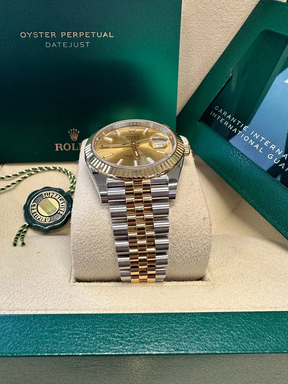 Rolex  Datejust 41mm 126333 Champagne Index Jubilee Steel and Yellow Gold Mens Watch