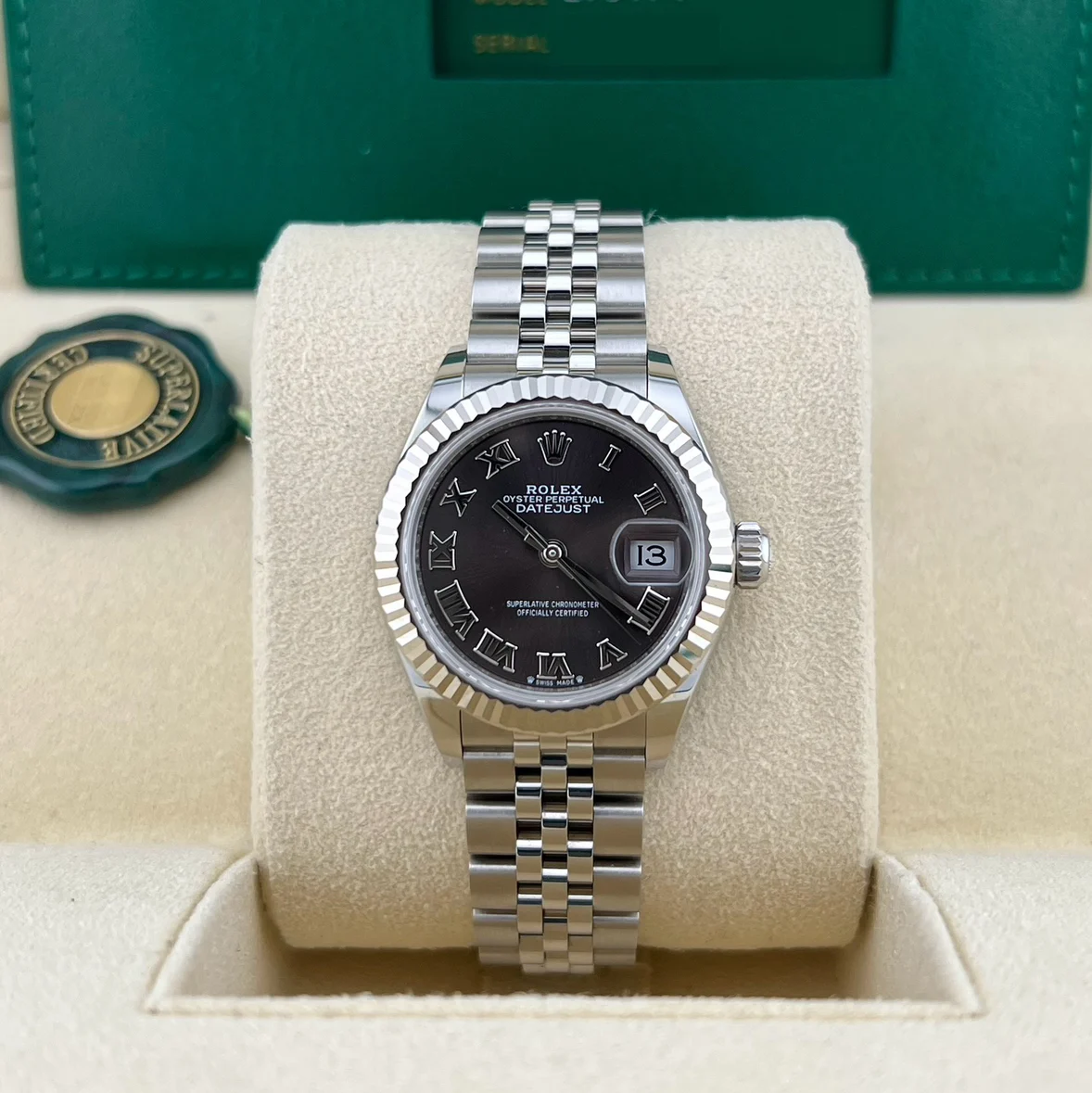 Rolex Lady-Datejust 28mm 279174 Dark Grey Roman Dial Oyster Bracelet