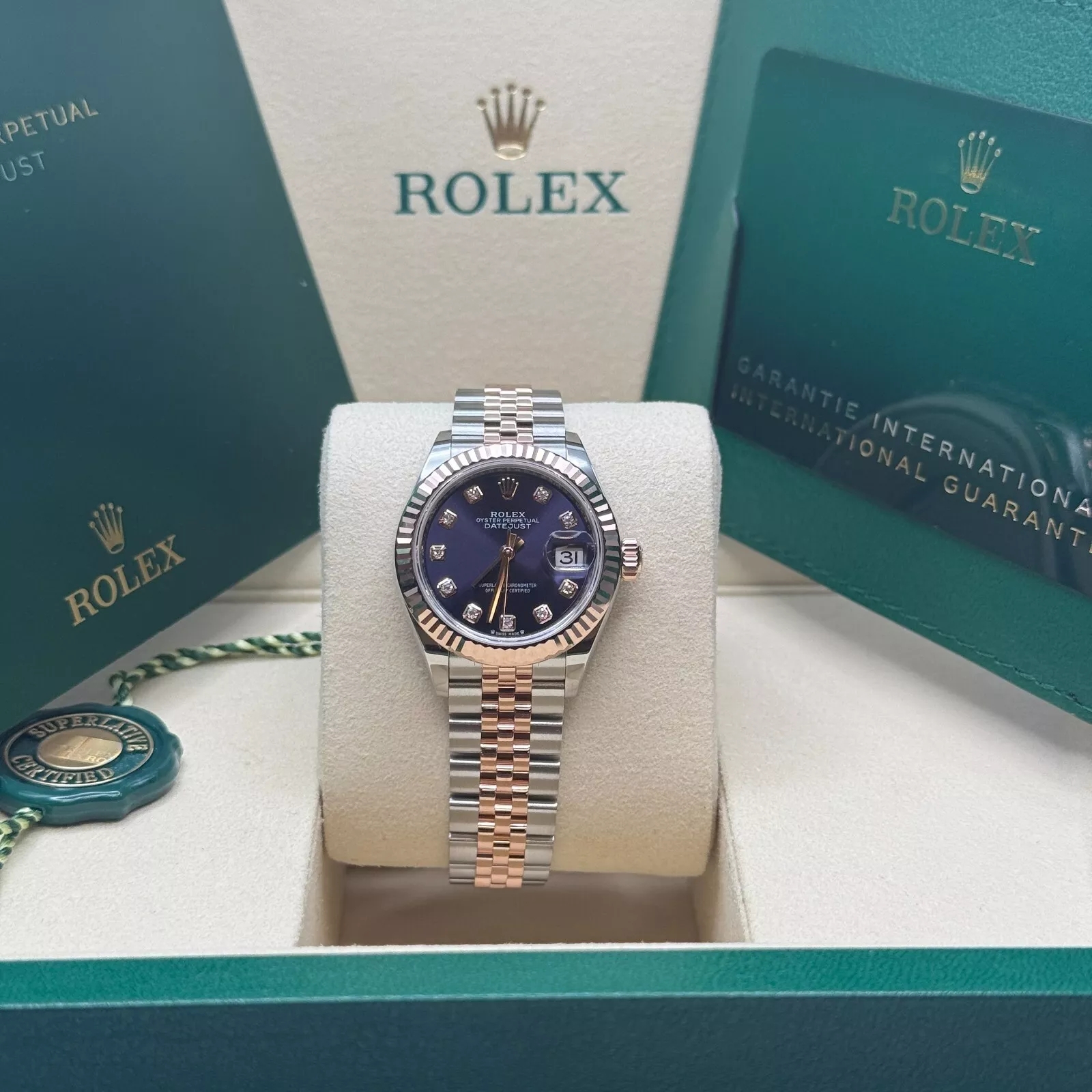 Rolex Lady-Datejust 28mm 279171 Aubergine Diamond Oyster Stainless Steel and Rose Gold