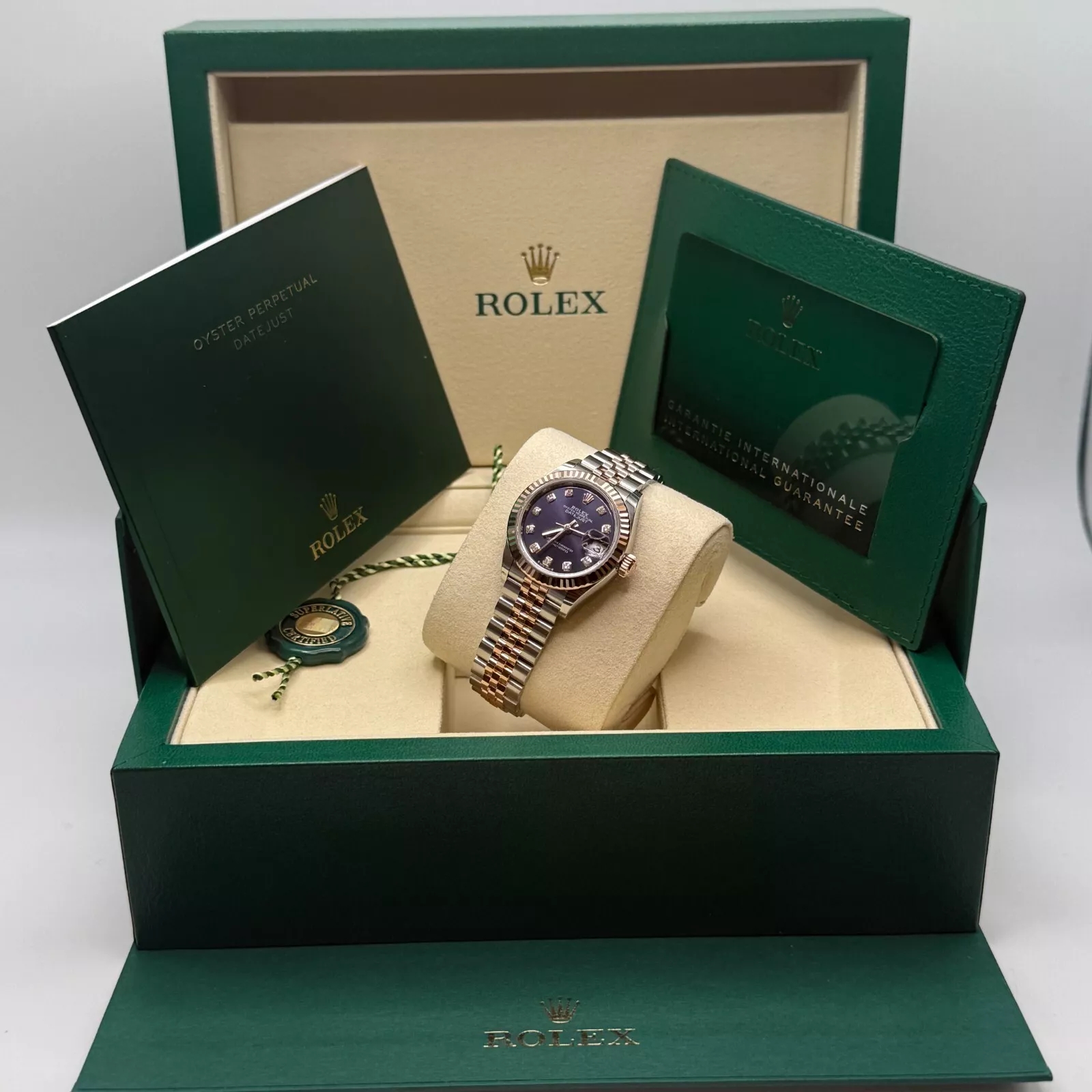 Rolex Lady-Datejust 28mm 279171 Aubergine Diamond Oyster Stainless Steel and Rose Gold