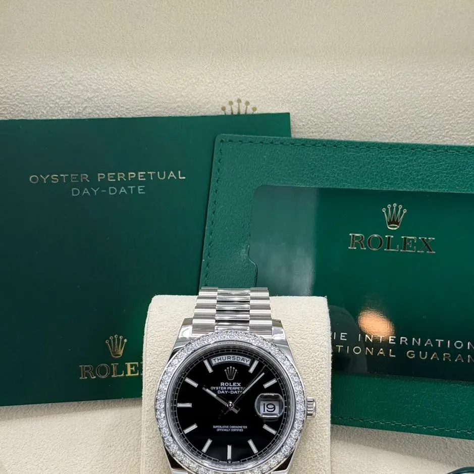 Rolex  Day-Date 40mm 228349RBR-0002 Bright Black Dial President Bracelet