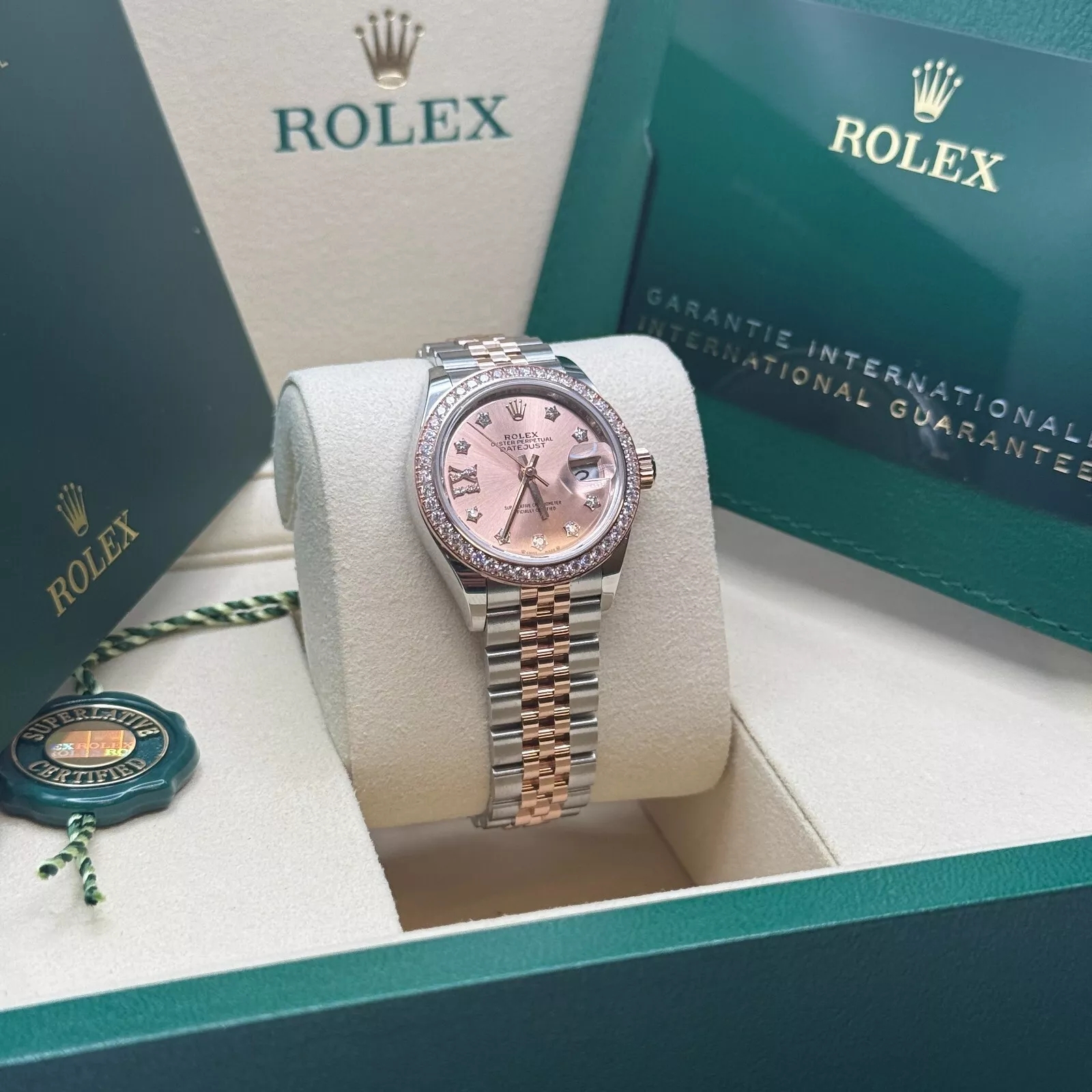 Rolex Lady-Datejust 28mm 279381RBR Rose Diamond Dial Oyster Bracelet