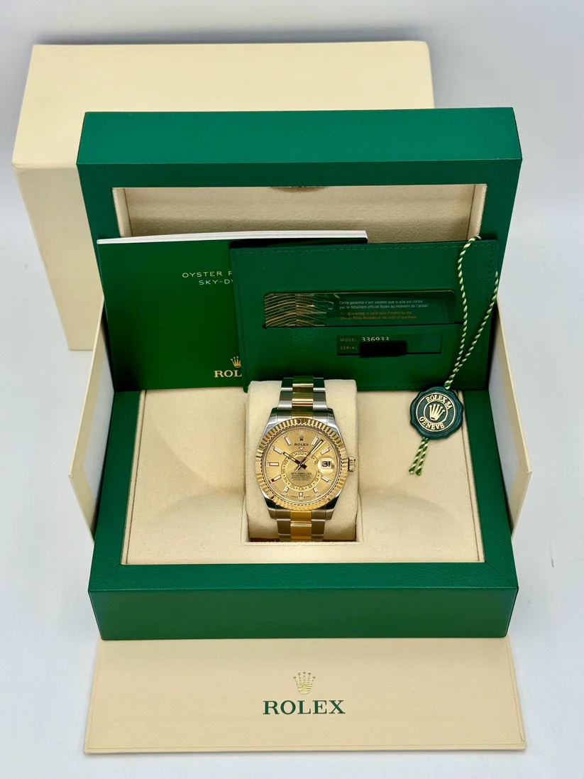 Rolex  Sky-Dweller 42mm 336933-0001 Two-Tone Yellow Gold Champagne Dial Oyster