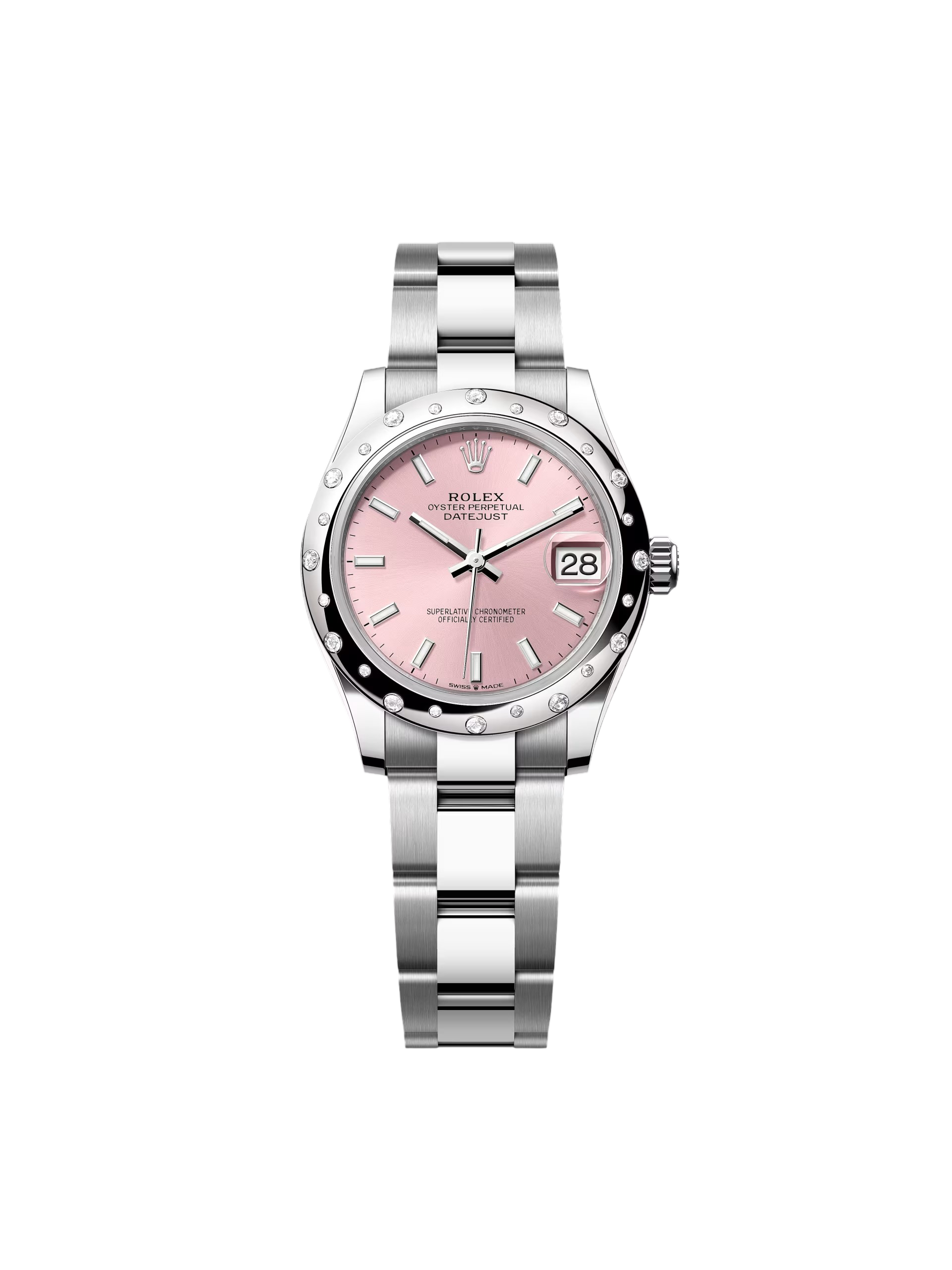 Rolex Datejust m278344 Pink Dial 31mm Domed Diamond