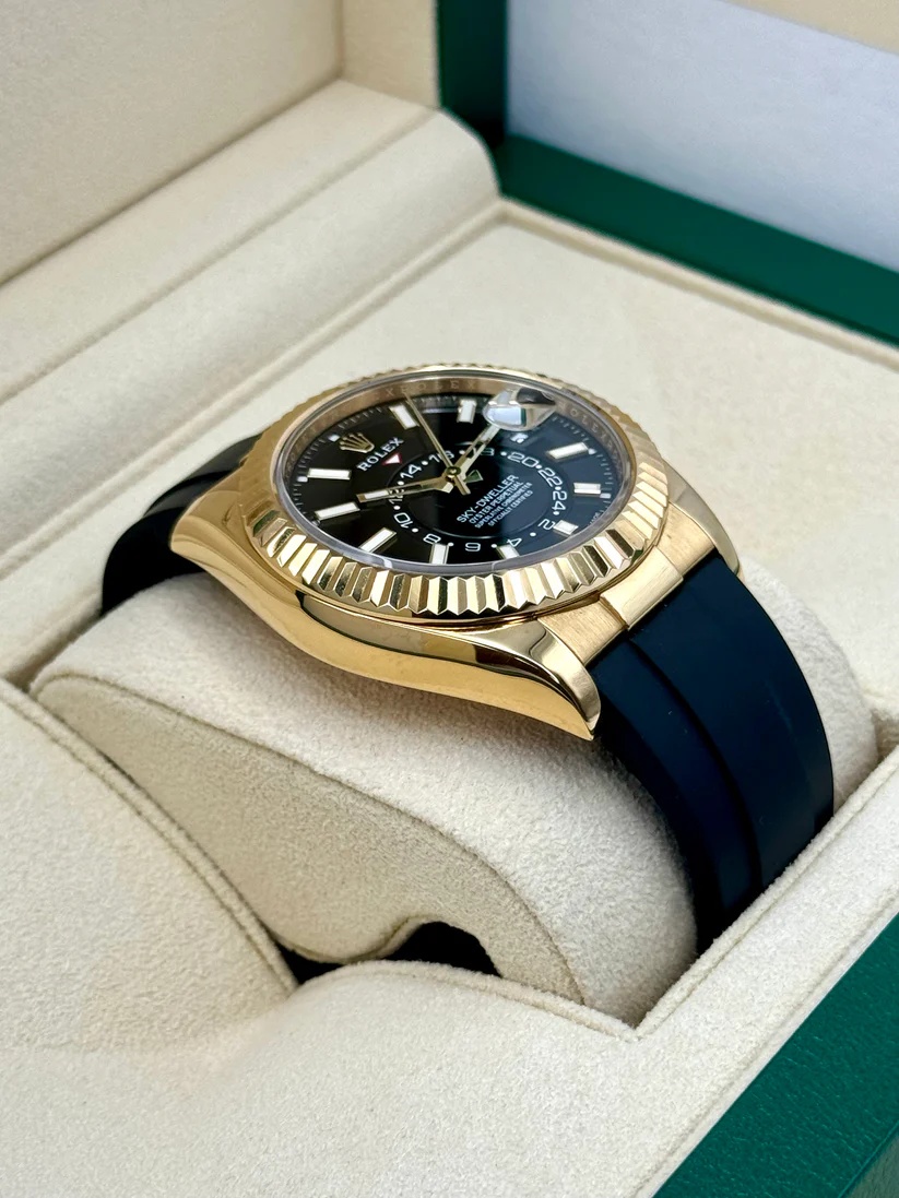 Rolex  Sky-Dweller 42mm 336238-0002 Yellow Gold Black Dial Oysterflex