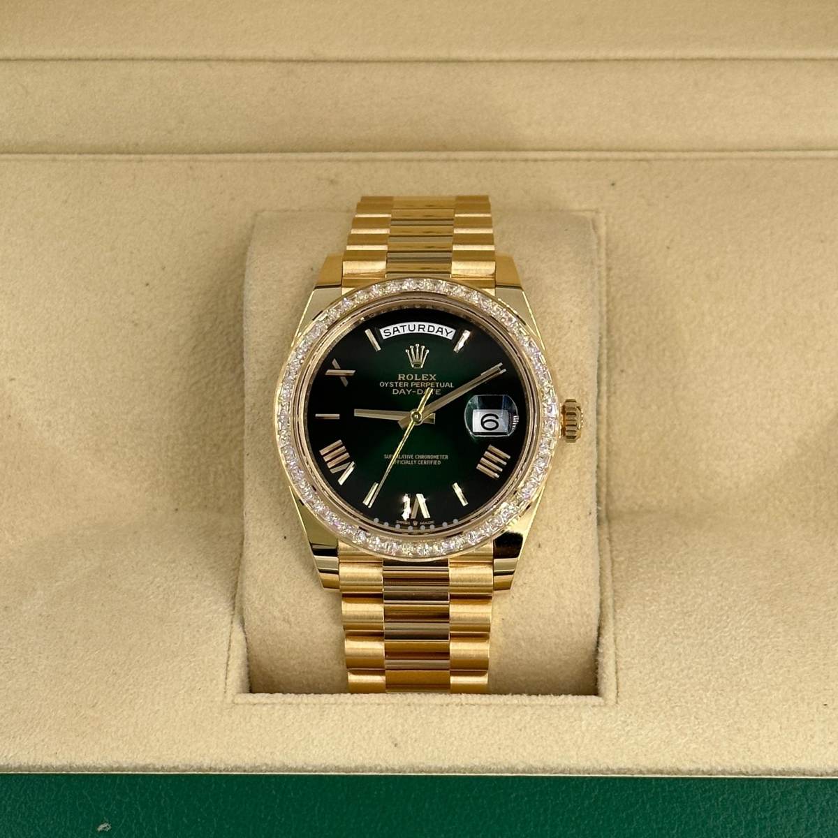 Rolex Day-Date 40mm 228398TBR-0042 Green Ombré Dial President Watch