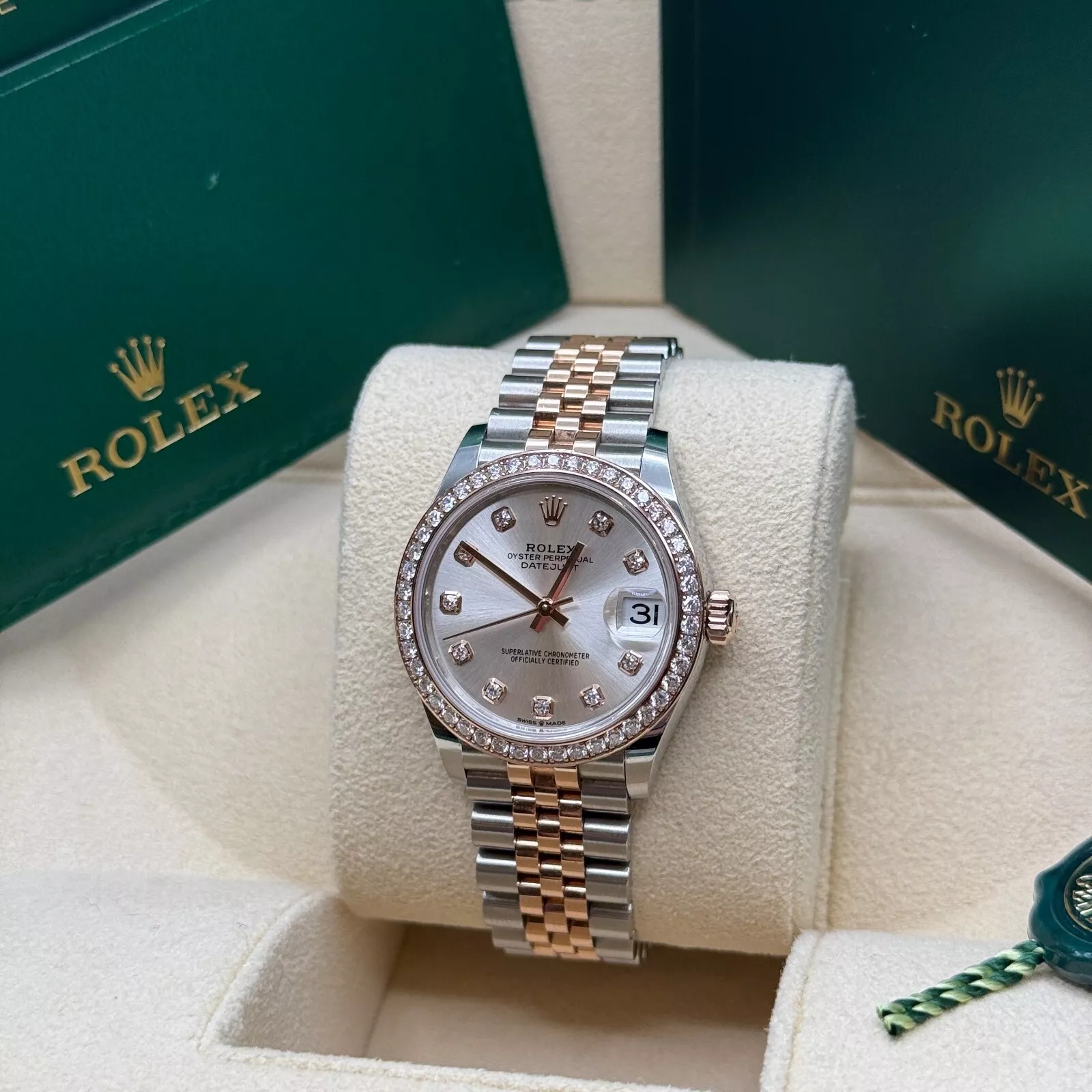 Rolex Datejust m278381-0015/0016 Silver Diamond Dial Diamond-Set Bezel 31mm