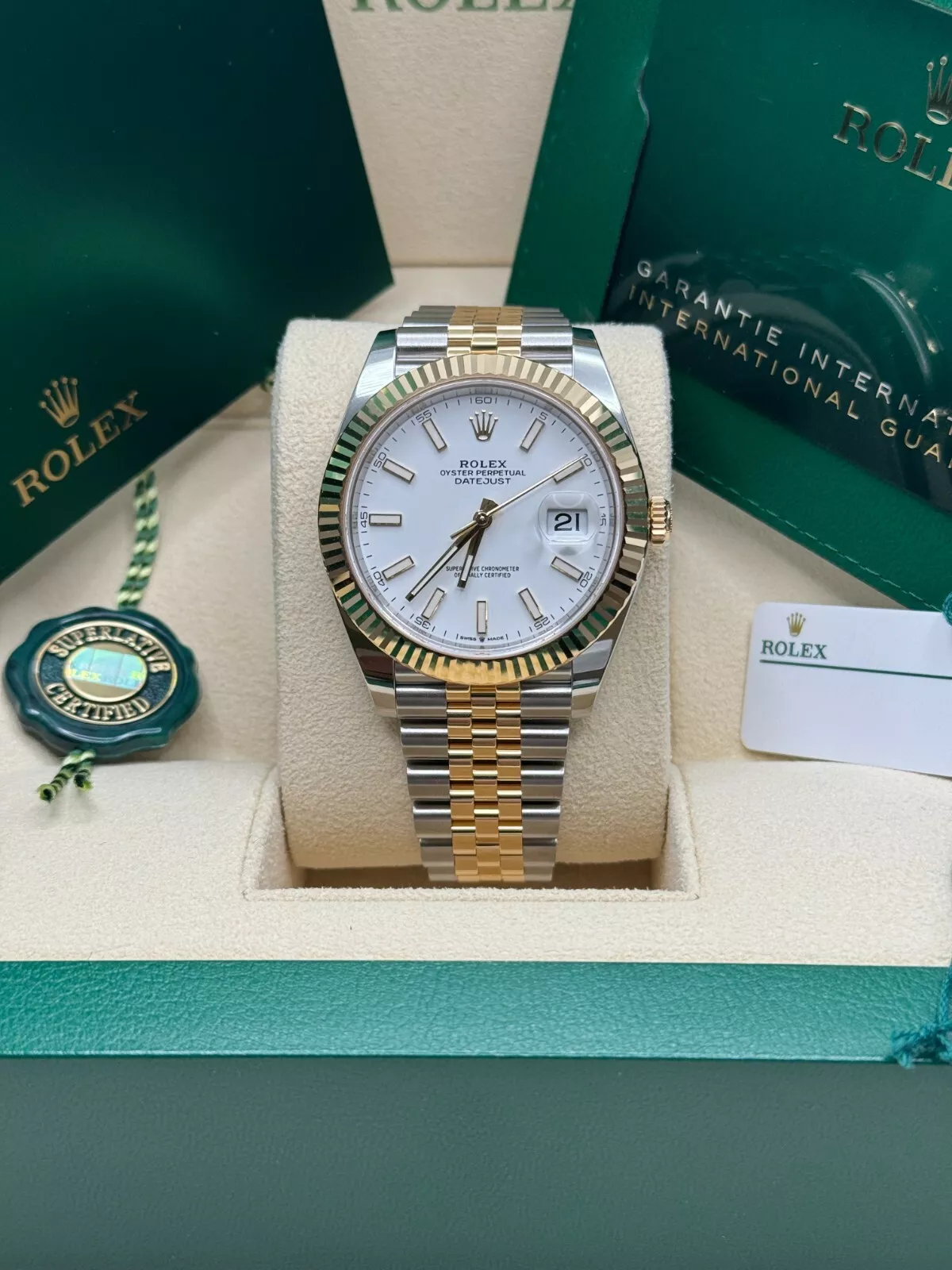 Rolex  Datejust 41mm 126333 White Index Oyster Steel and Yellow Gold Mens Watch