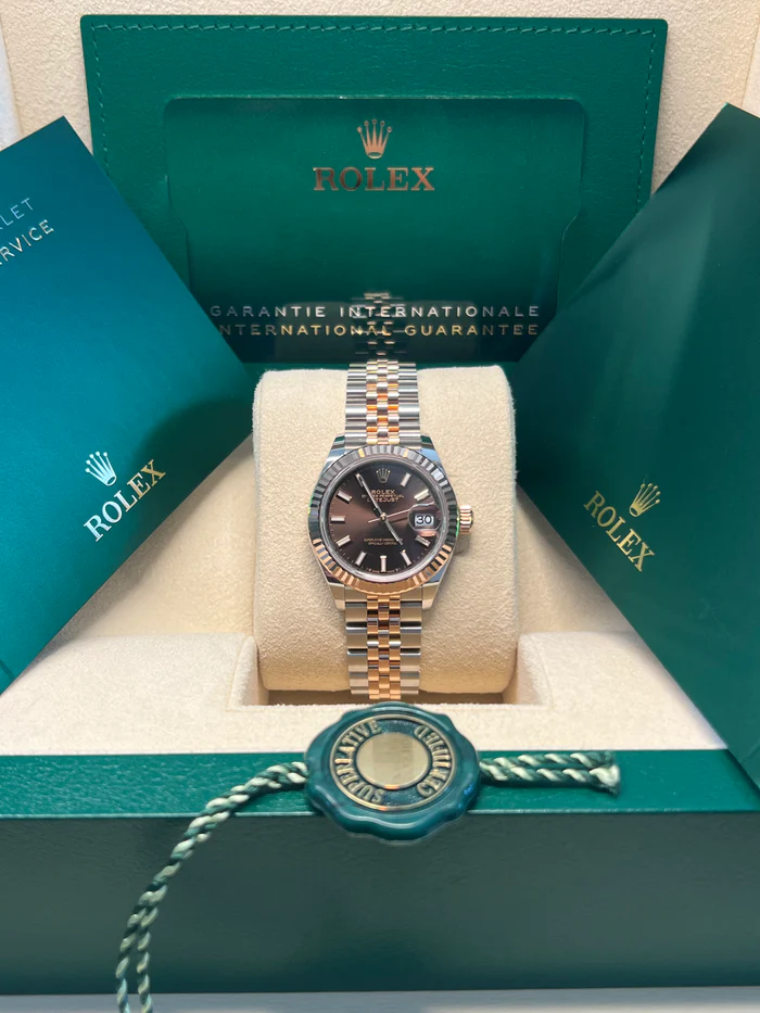 Rolex Lady-Datejust 28mm 279171 Chocolate Index Oyster Stainless Steel and Rose Gold
