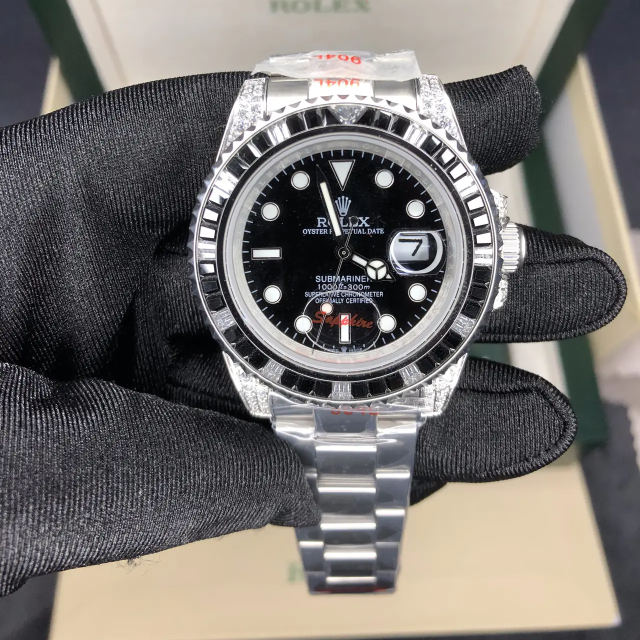 Rolex Submariner Silver Black Diamond 40mm