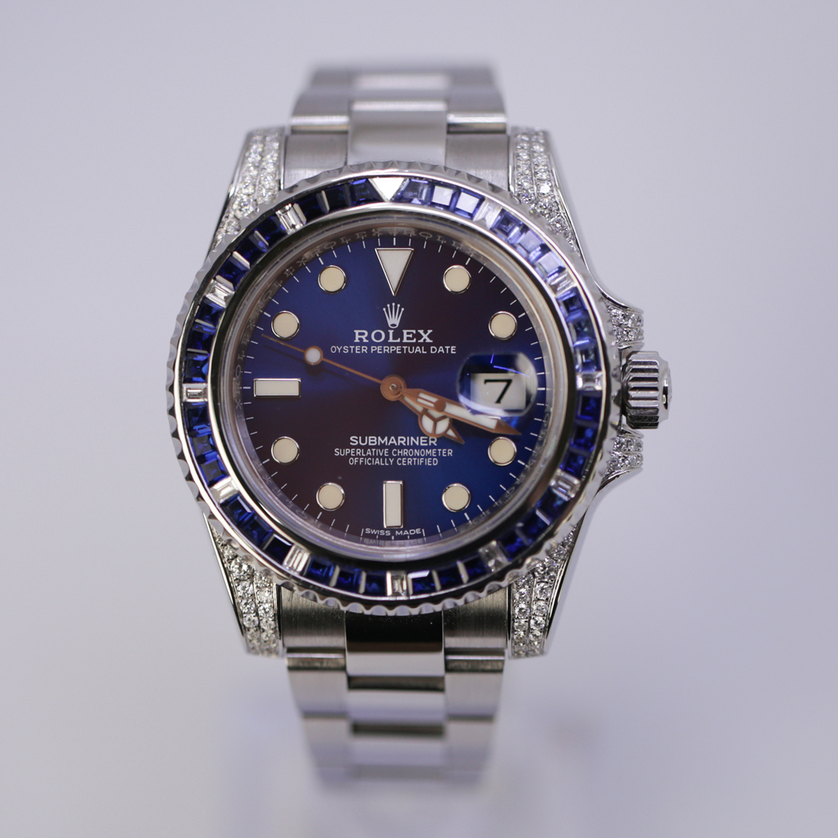 Rolex Submariner 40mm 116610LN Oyster Perpetual Date Aftermarket Dial, Diamond Bezel and Lugs Watch