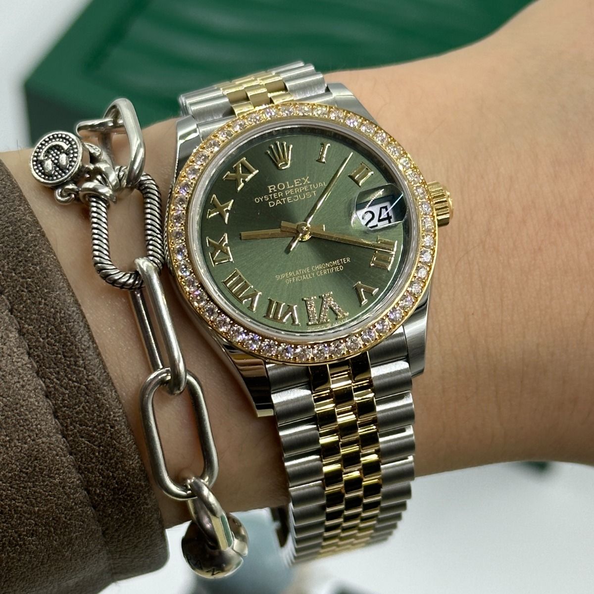 Rolex Datejust m278383RBR-0015/0016 31mm Olive Green Dial Oyster Bracelet