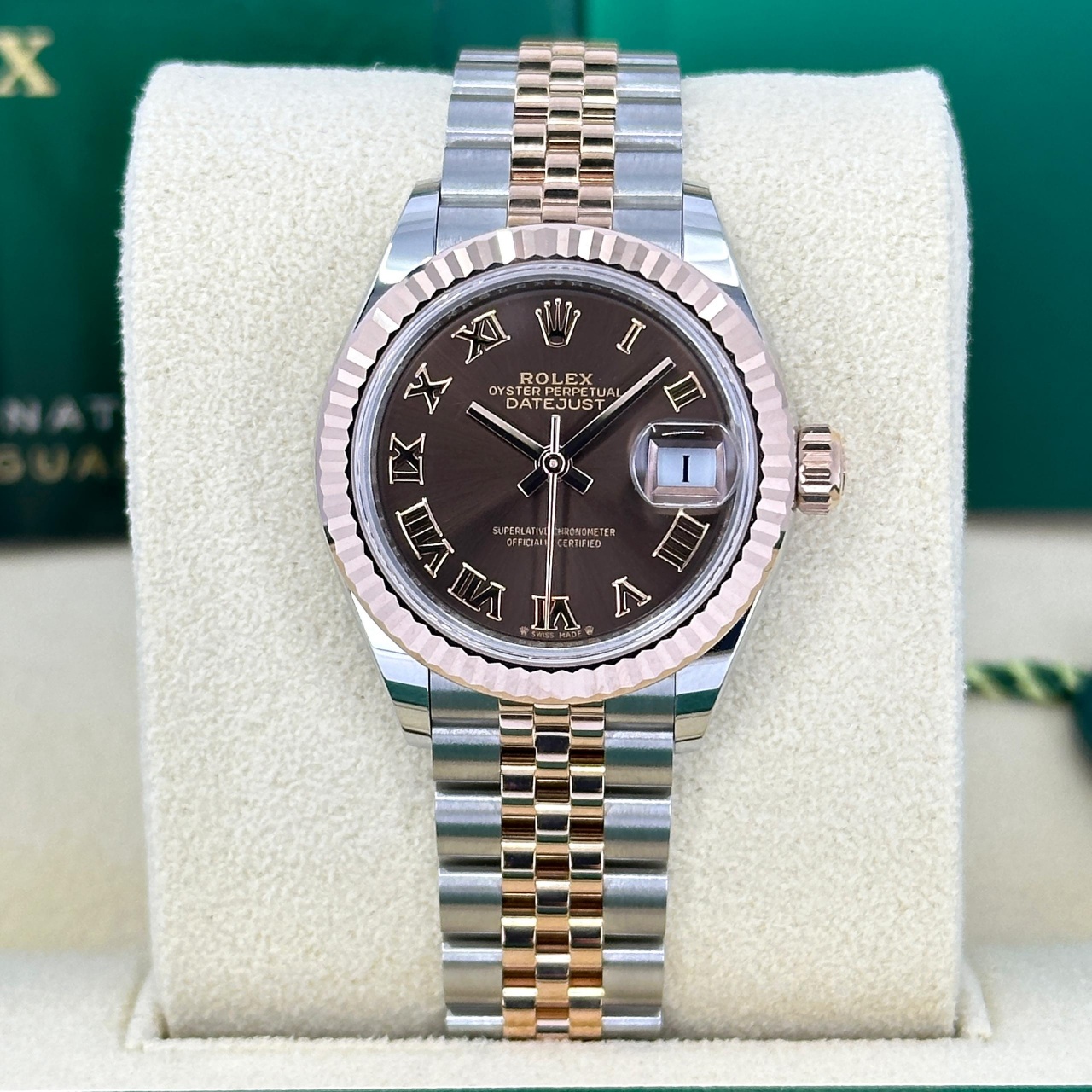 Rolex Lady-Datejust 28mm 279171 Chocolate Roman Oyster Stainless Steel and Rose Gold