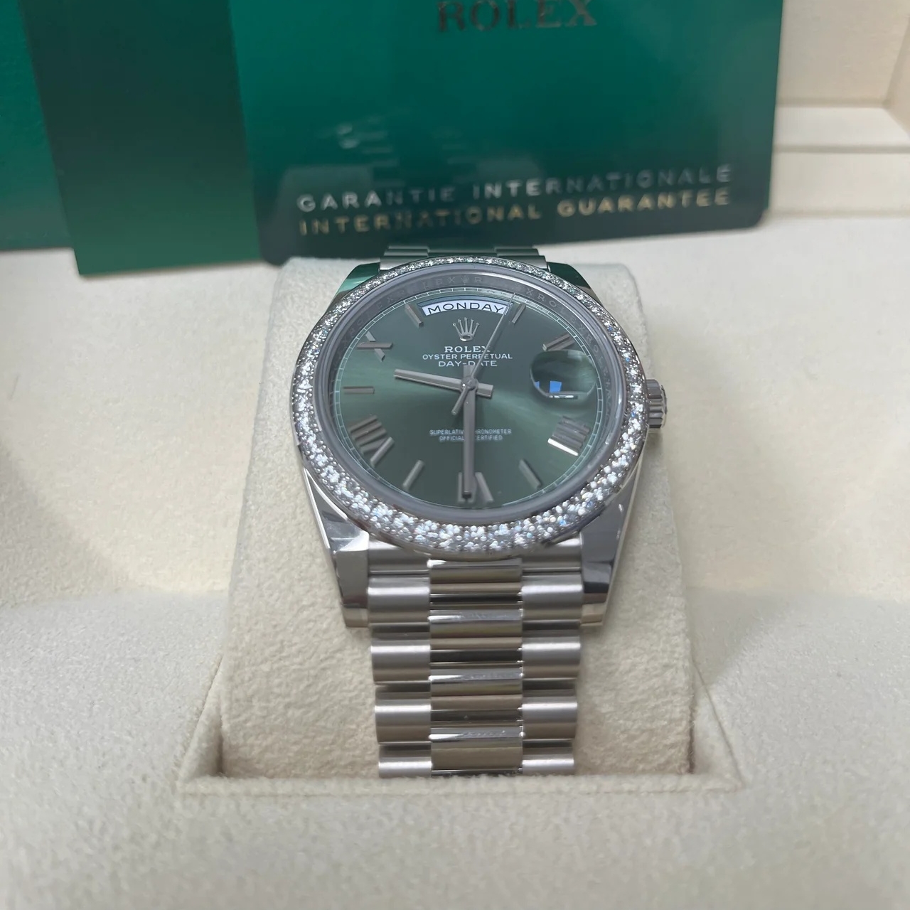 Rolex  Day-Date 40mm 228349RBR-0030 Olive Green Dial President Bracelet