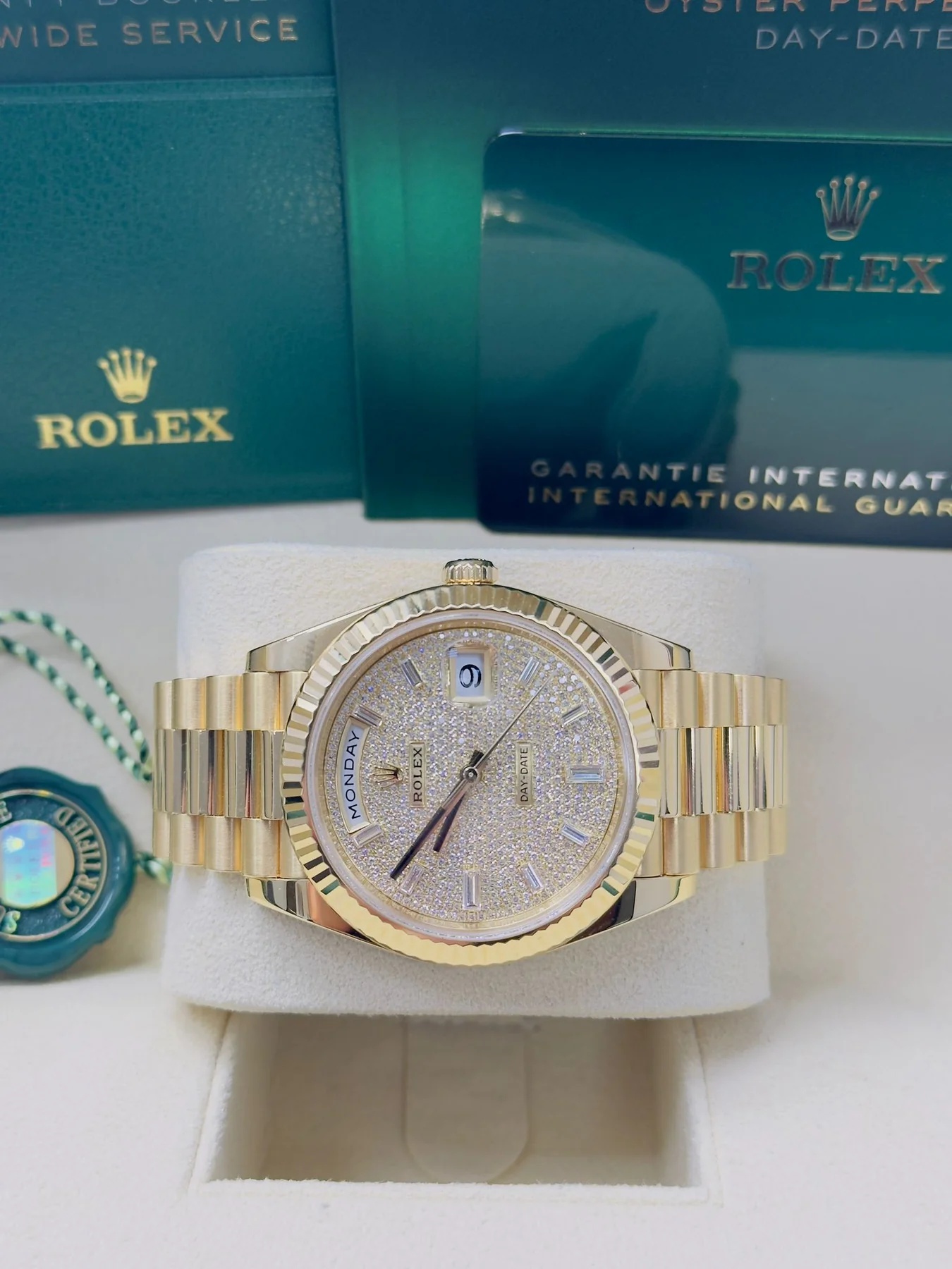 Rolex Yellow Gold President Day Date 40mm Diamond Pave Dial - 228238