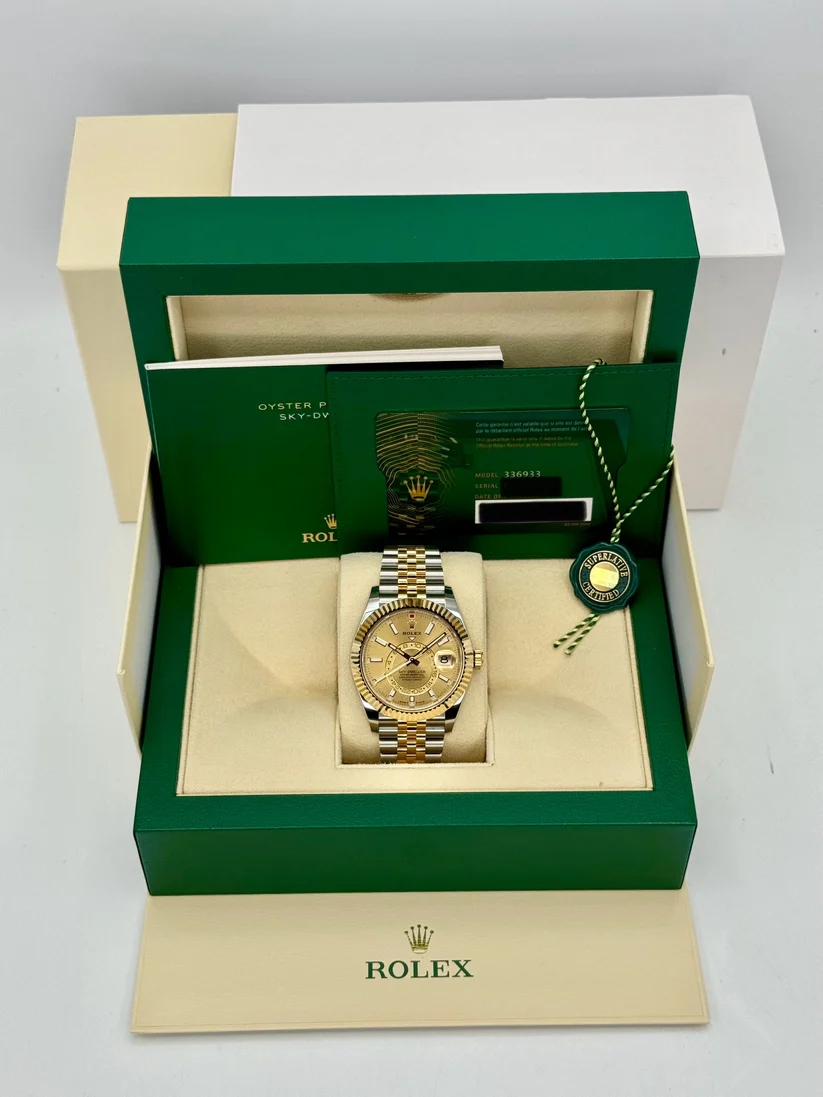 Rolex  Sky-Dweller 42mm 336933-0002 Two-Tone Yellow Gold Champagne Dial Oyster