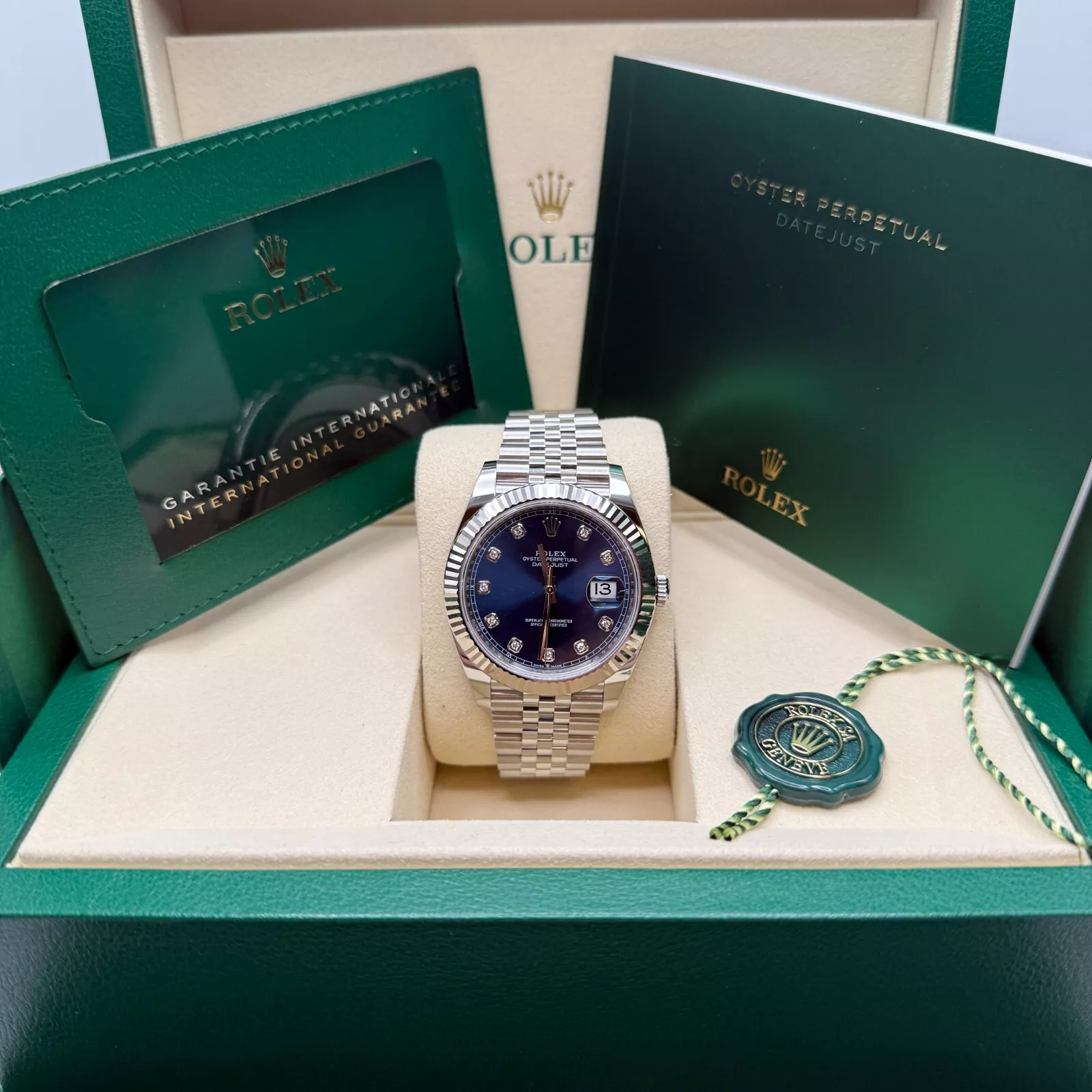 Rolex  Datejust 41mm 126334 Blue Diamond Oyster Stainless Steel Mens Watch