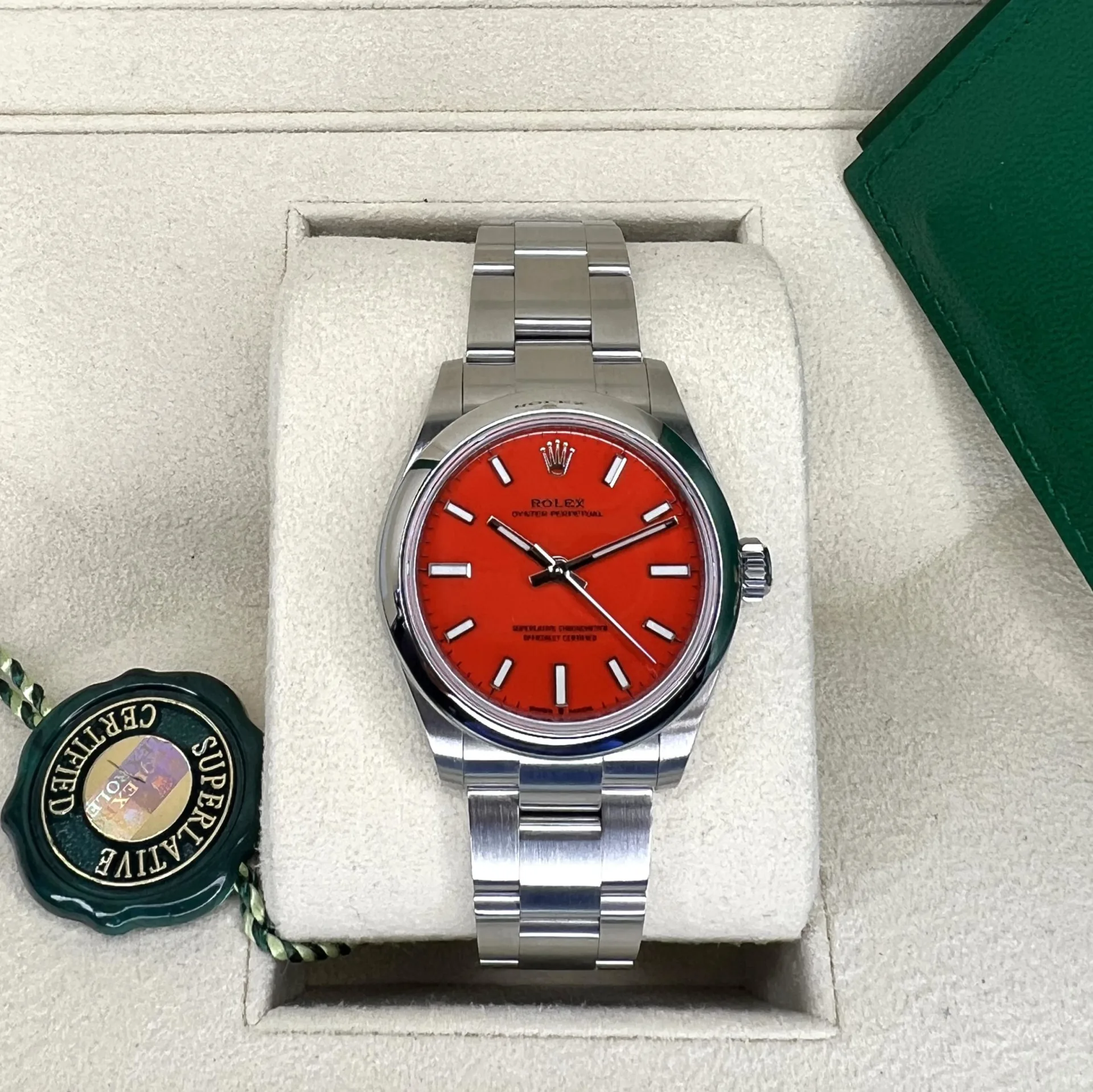 Rolex Oyster Perpetual 31mm 277200-0008 Coral Red Dial Oyster Bracelet Watch