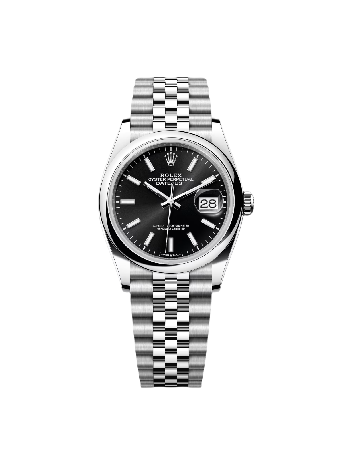 Rolex  Datejust 36mm 126200 Stainless Steel Black Dial Jubilee Watch