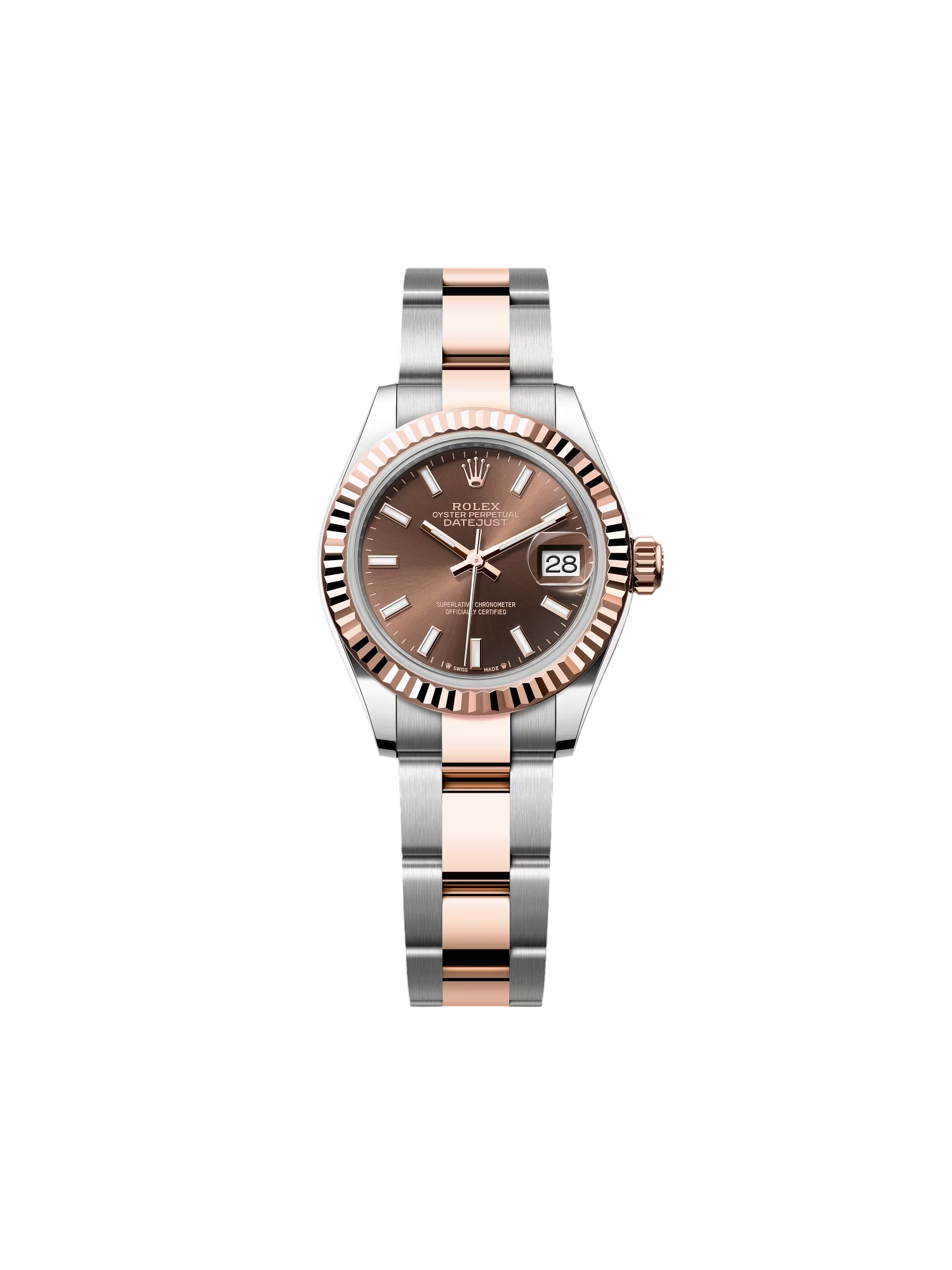 Rolex Lady-Datejust 28mm 279171 Chocolate Index Oyster Stainless Steel and Rose Gold