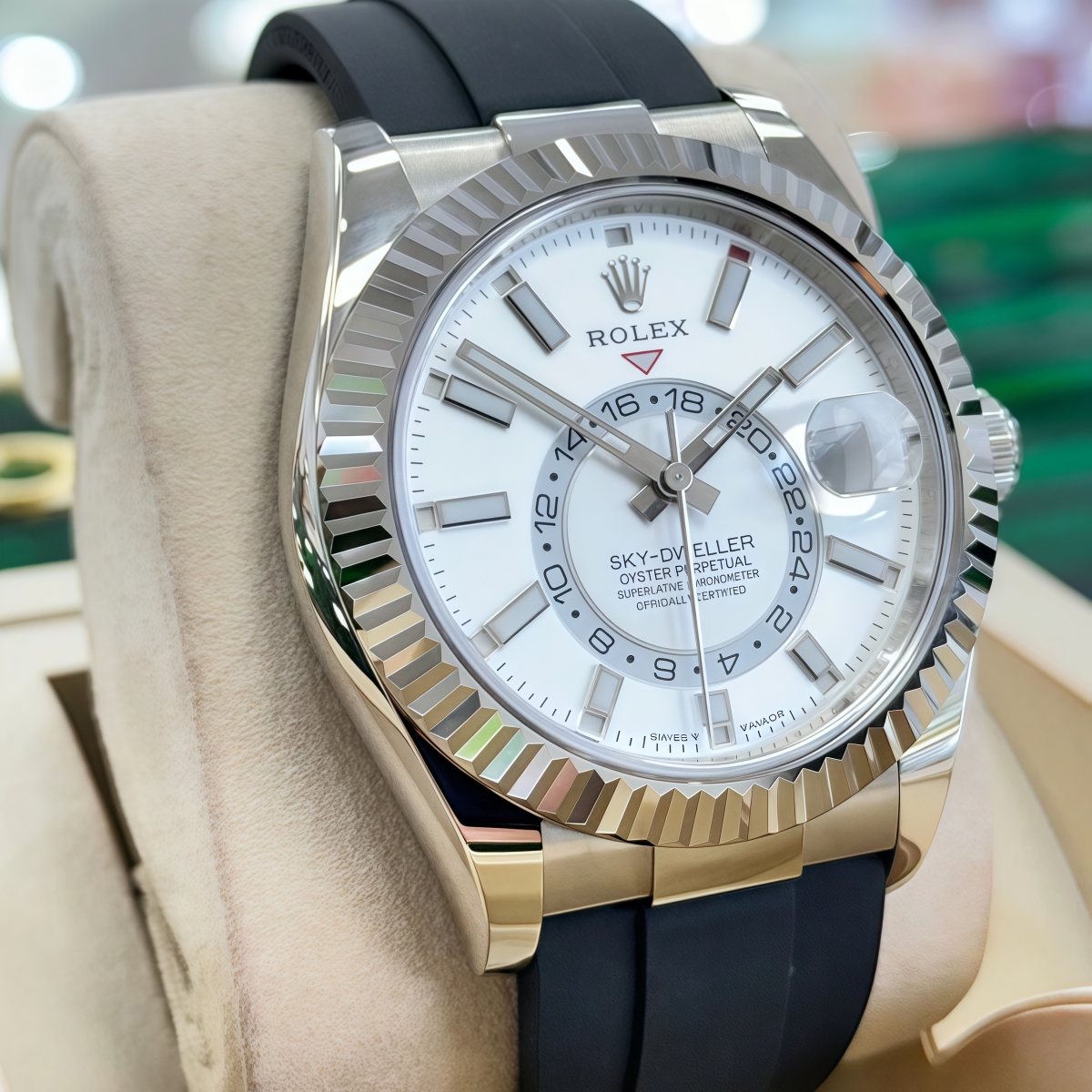 Rolex Sky-Dweller 42mm White Gold White Dial Oysterflex - 336239