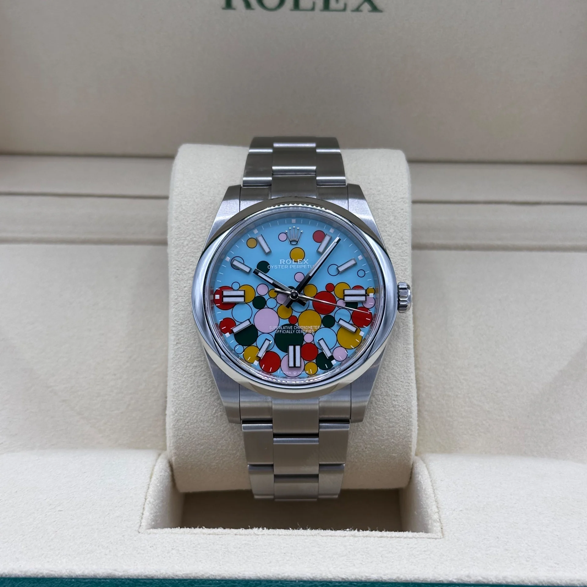 Rolex 124300-0008 Oyster Perpetual 41mm Turquoise blue Celebration Dial