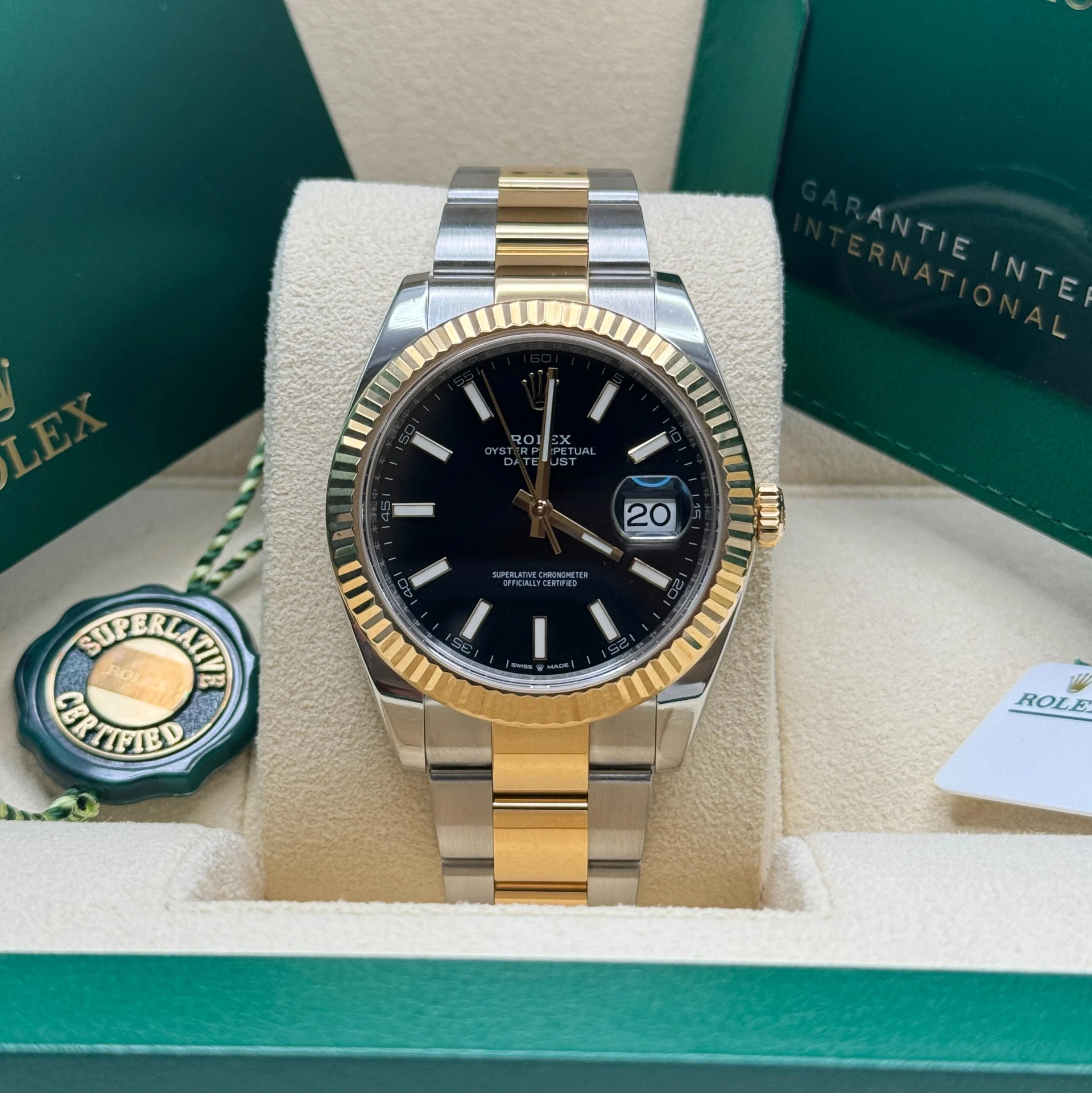 Rolex  Datejust 41mm Two-Tone Yellow Gold Fluted Bezel Black Index Dial Jubilee - 126333