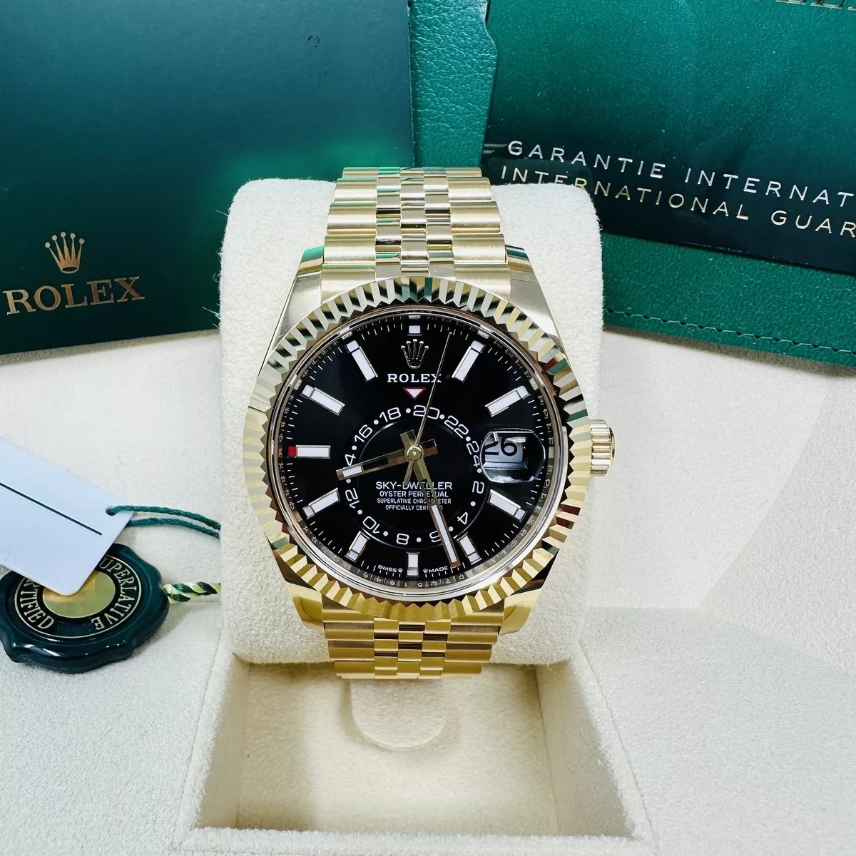 Rolex  Sky-Dweller 42mm 336938-0005 Yellow Gold Black Dial Oyster