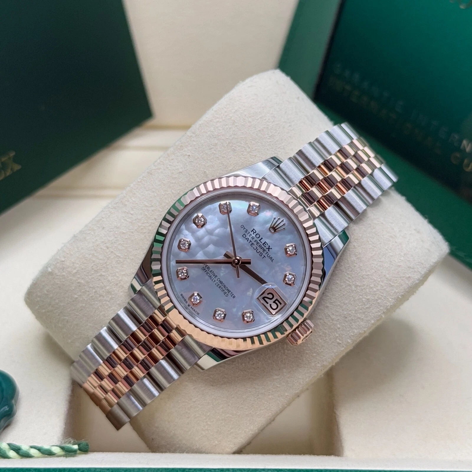 Rolex Lady-Datejust 28mm 279171 White Mother Of Pearl Diamond Oyster Stainless Steel and Rose Gold