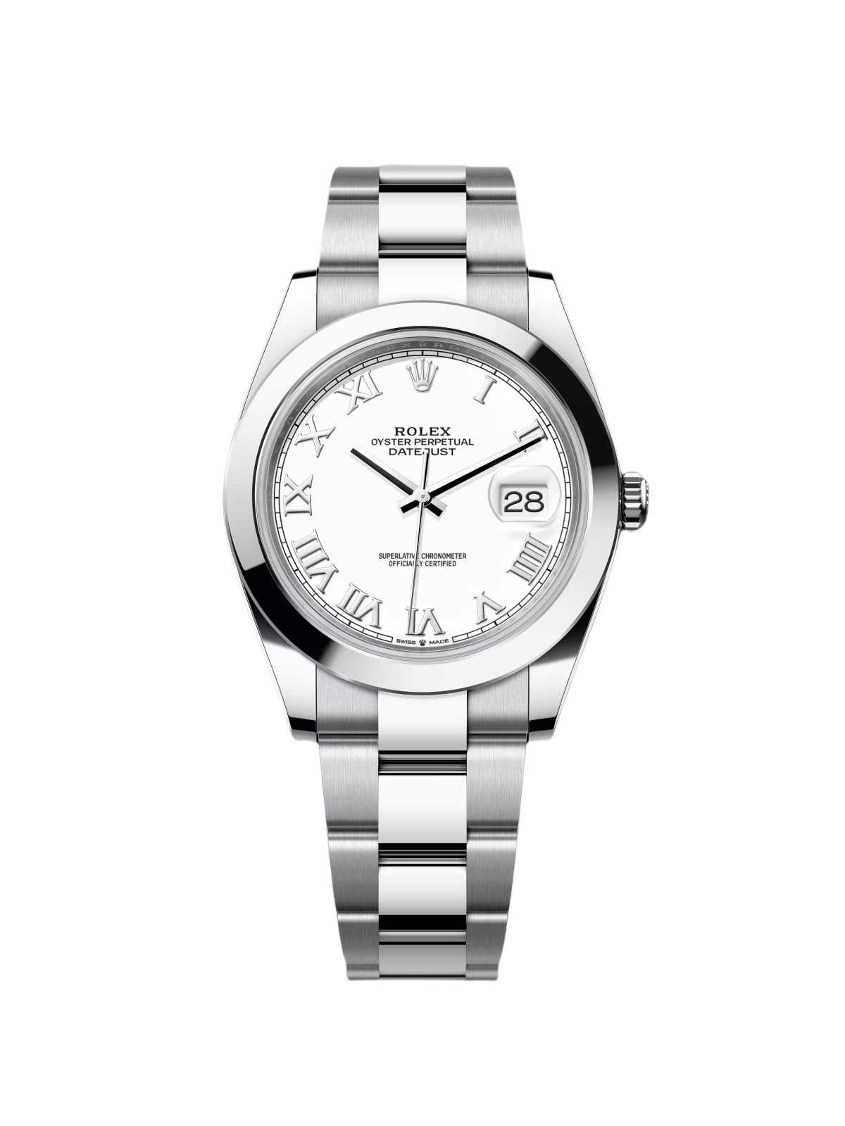 Rolex Datejust 41mm Smooth Bezel White Roman Dial Jubilee - 126300