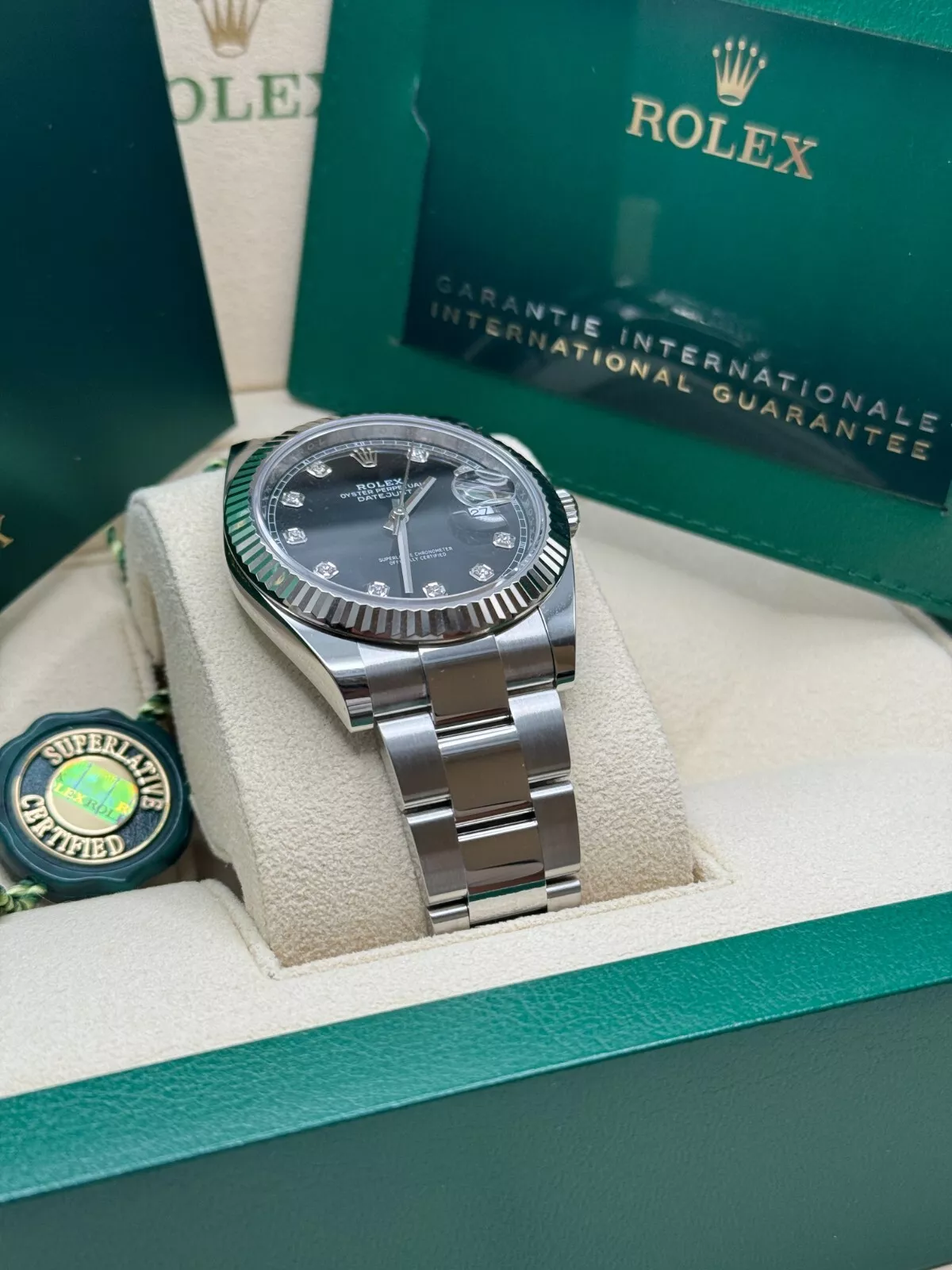 Rolex  Datejust 41mm 126334 Black Diamond Oyster Stainless Steel Mens Watch