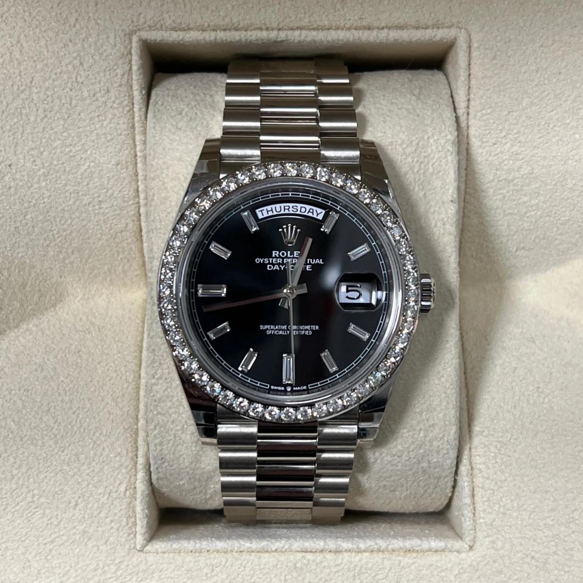 Rolex  Day-Date 40mm 228349RBR-0003 Bright Black Dial President Bracelet