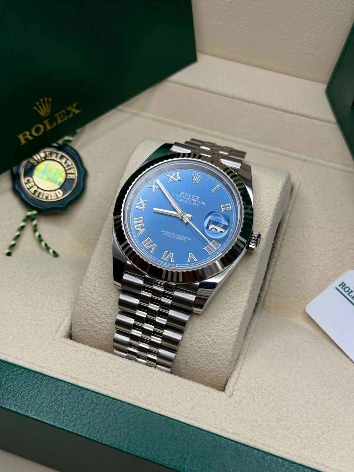 Rolex  Datejust 41mm 126334 Blue Roman Oyster Stainless Steel Men’s Watch