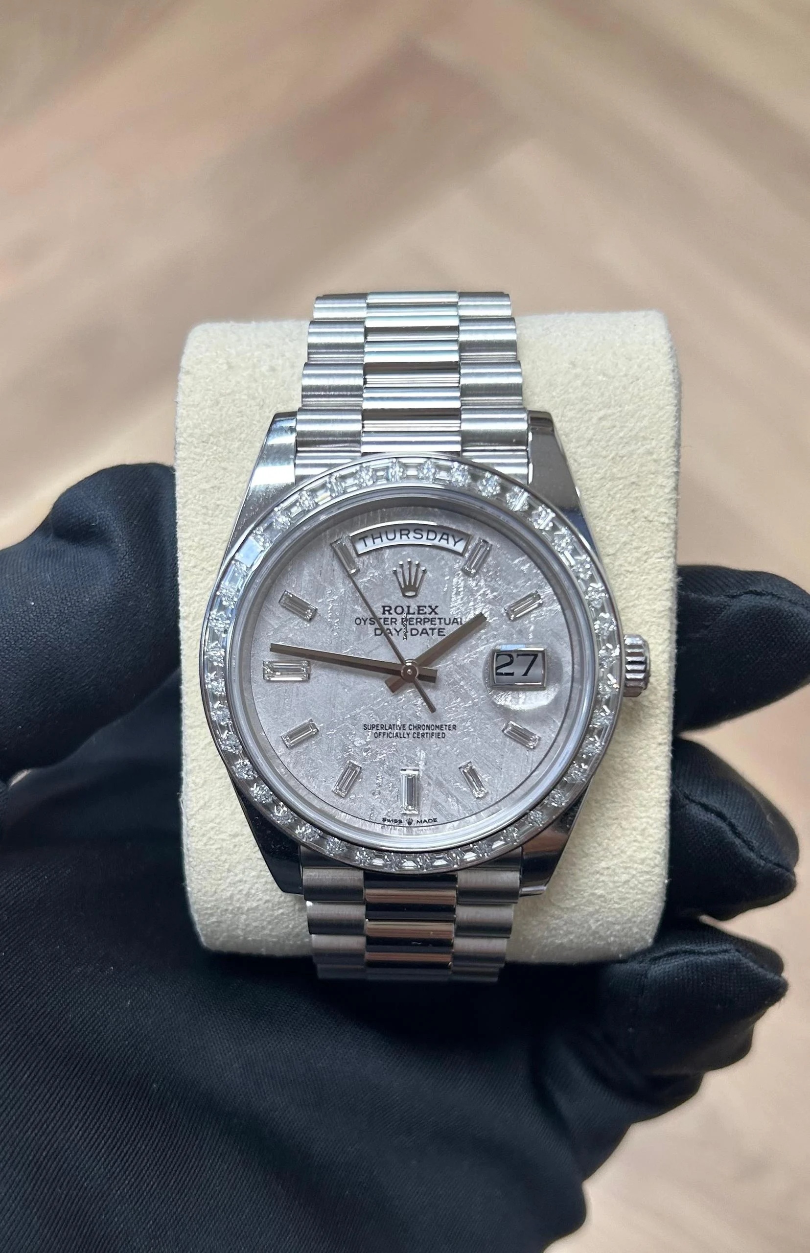 Rolex Day-Date 40mm 228396TBR-0027 Meteoriate Baguette Diamond Dial and Bezel Watch