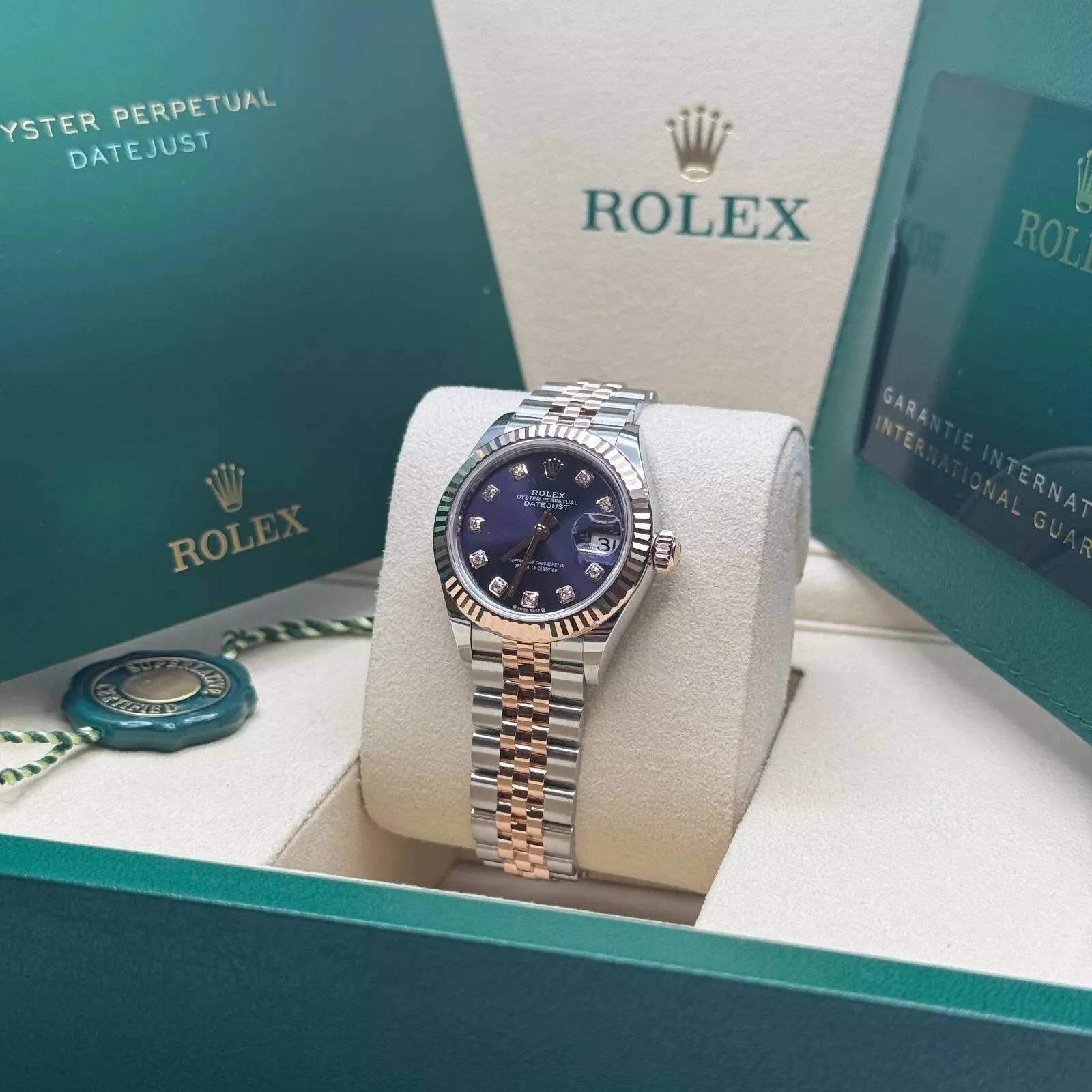 Rolex Lady-Datejust 28mm 279171 Aubergine Diamond Oyster Stainless Steel and Rose Gold