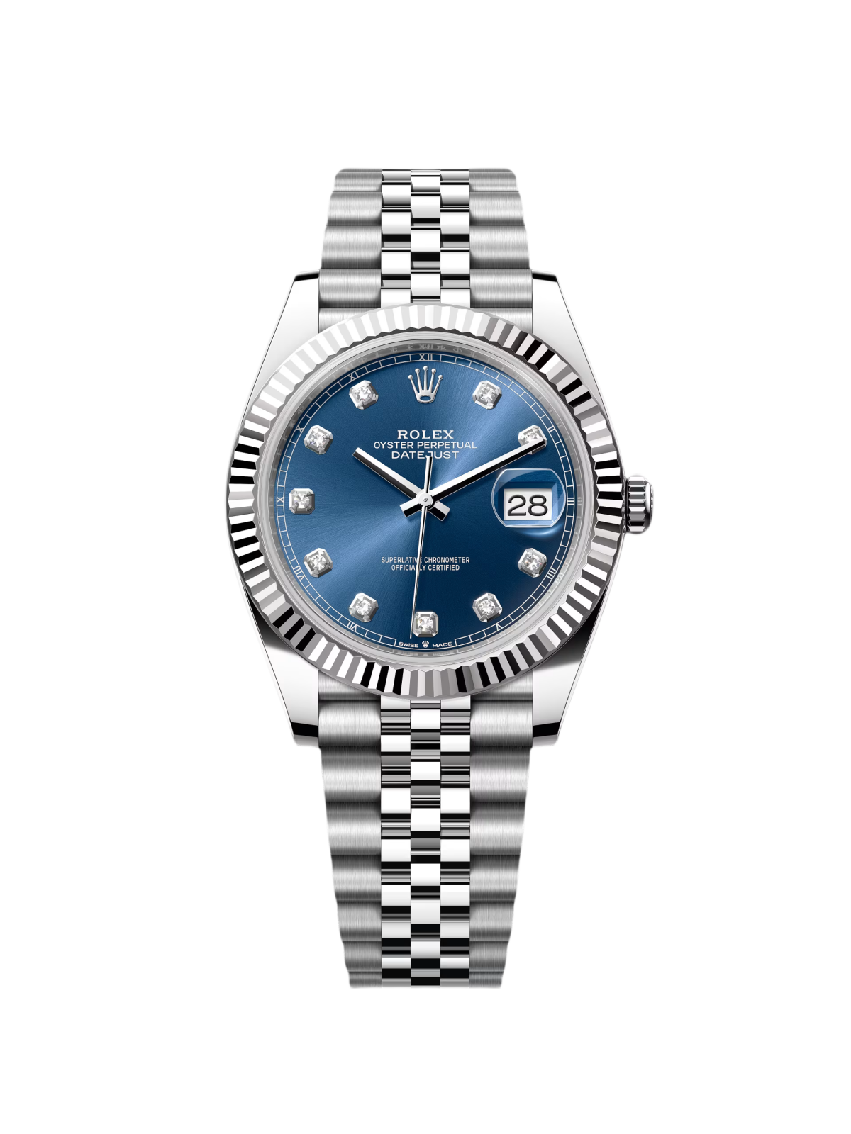 Rolex  Datejust 41mm 126334 Blue Diamond Oyster Stainless Steel Mens Watch