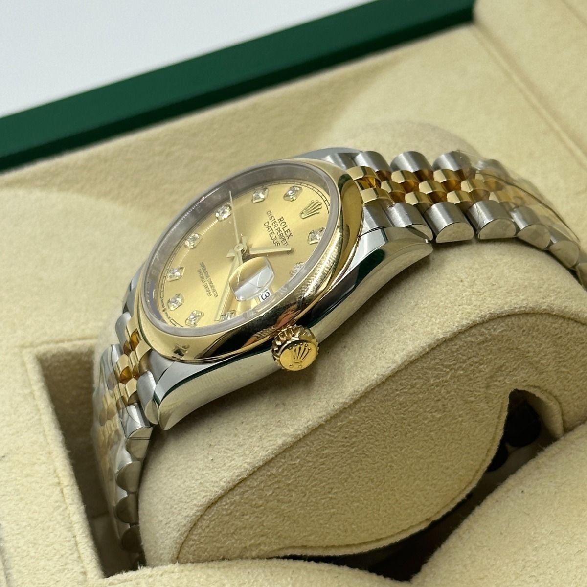 Rolex  Datejust 36mm 126203 Champagne Set with Diamonds Dial Domed Bezel Oyster Bracelet