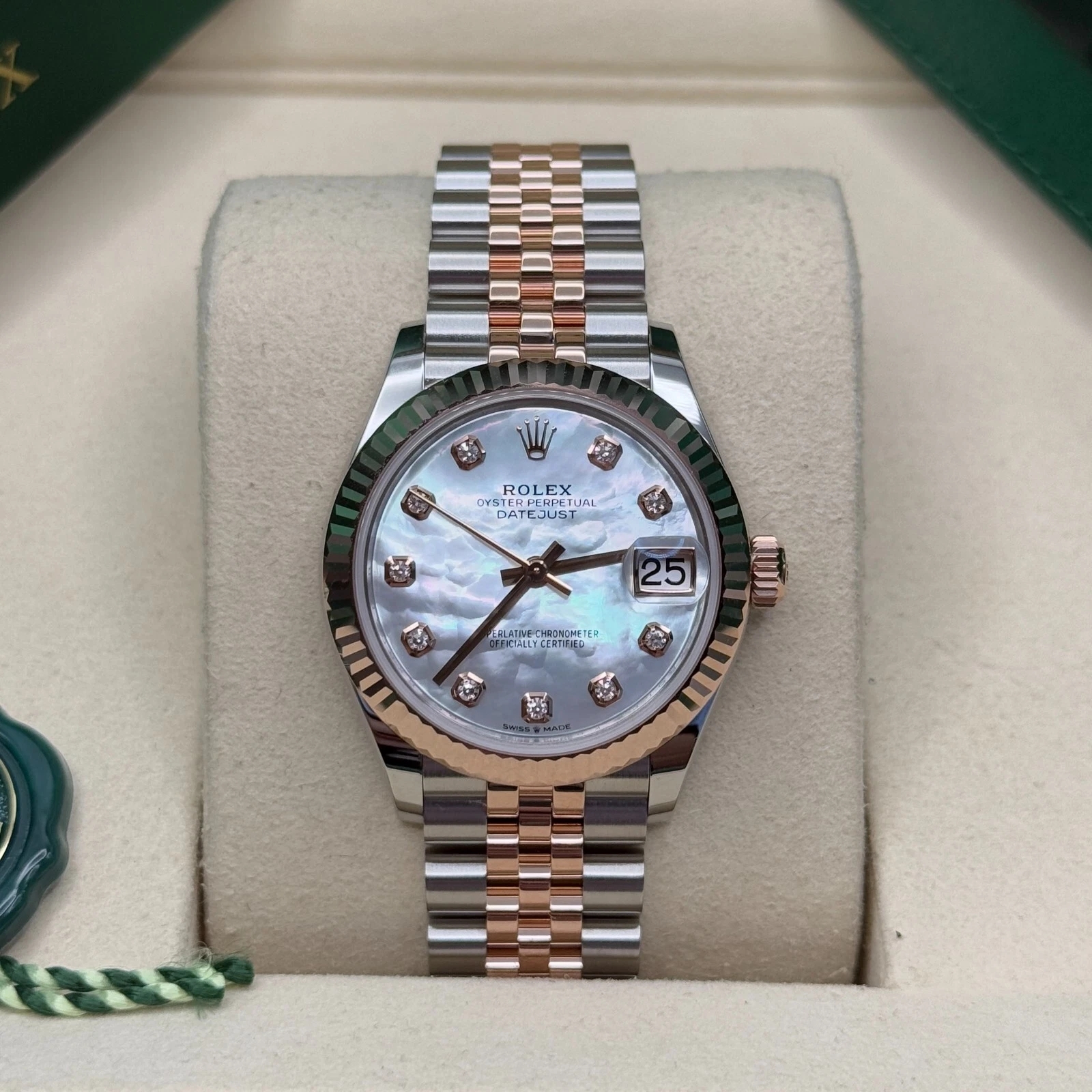 Rolex Lady-Datejust 28mm 279171 White Mother Of Pearl Diamond Oyster Stainless Steel and Rose Gold