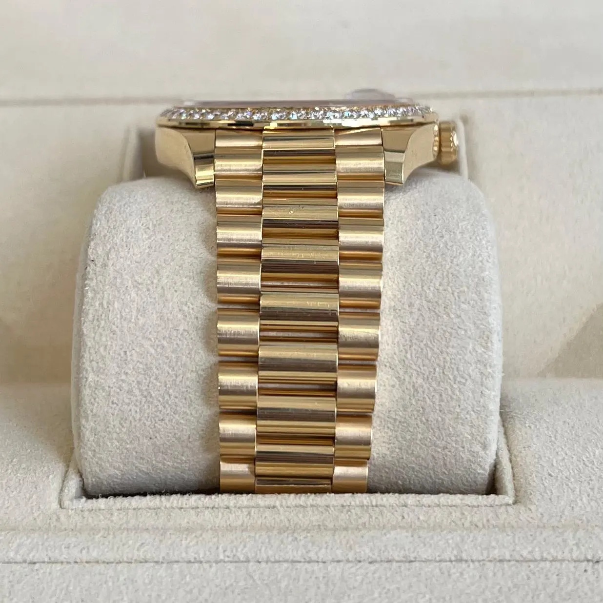 Rolex Day-Date 40mm Champagne Diamond Dial and Bezel Yellow Gold President Bracelet 228348RBR-0002