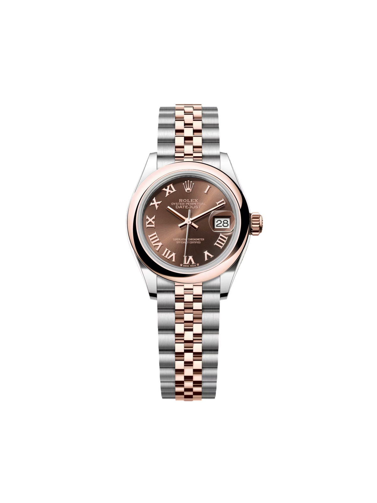 Rolex Lady-Datejust 28mm  279161 Chocolate Roman Dial, Two Tone Stainless Steel & 18K Rose Gold Oyster Bracelet Women's Watch