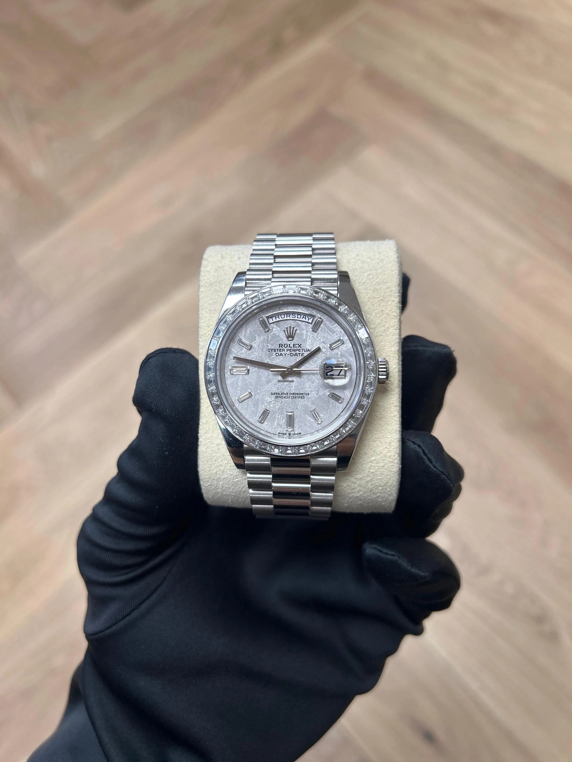 Rolex Day-Date 40mm 228396TBR-0027 Meteoriate Baguette Diamond Dial and Bezel Watch