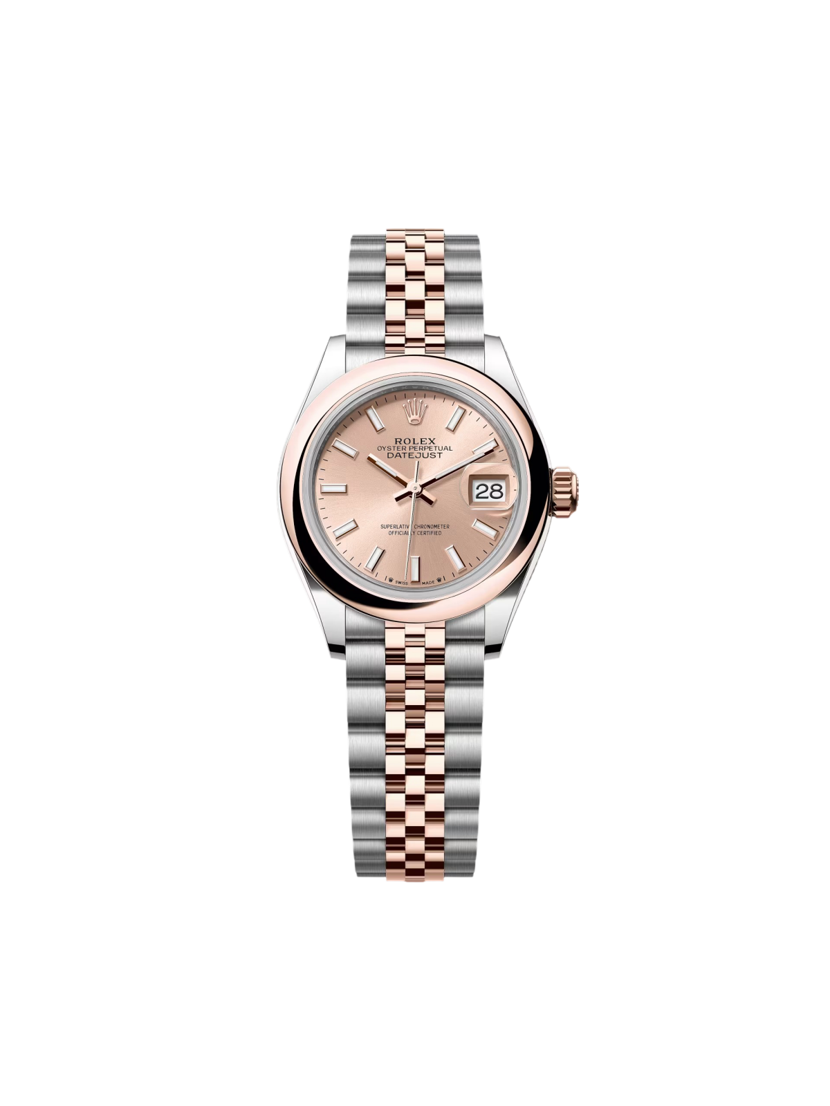Rolex Lady-Datejust 28mm  279161 Rose Stick Dial, Two Tone Stainless Steel & 18K Rose Gold Oyster Bracelet Women's Watch