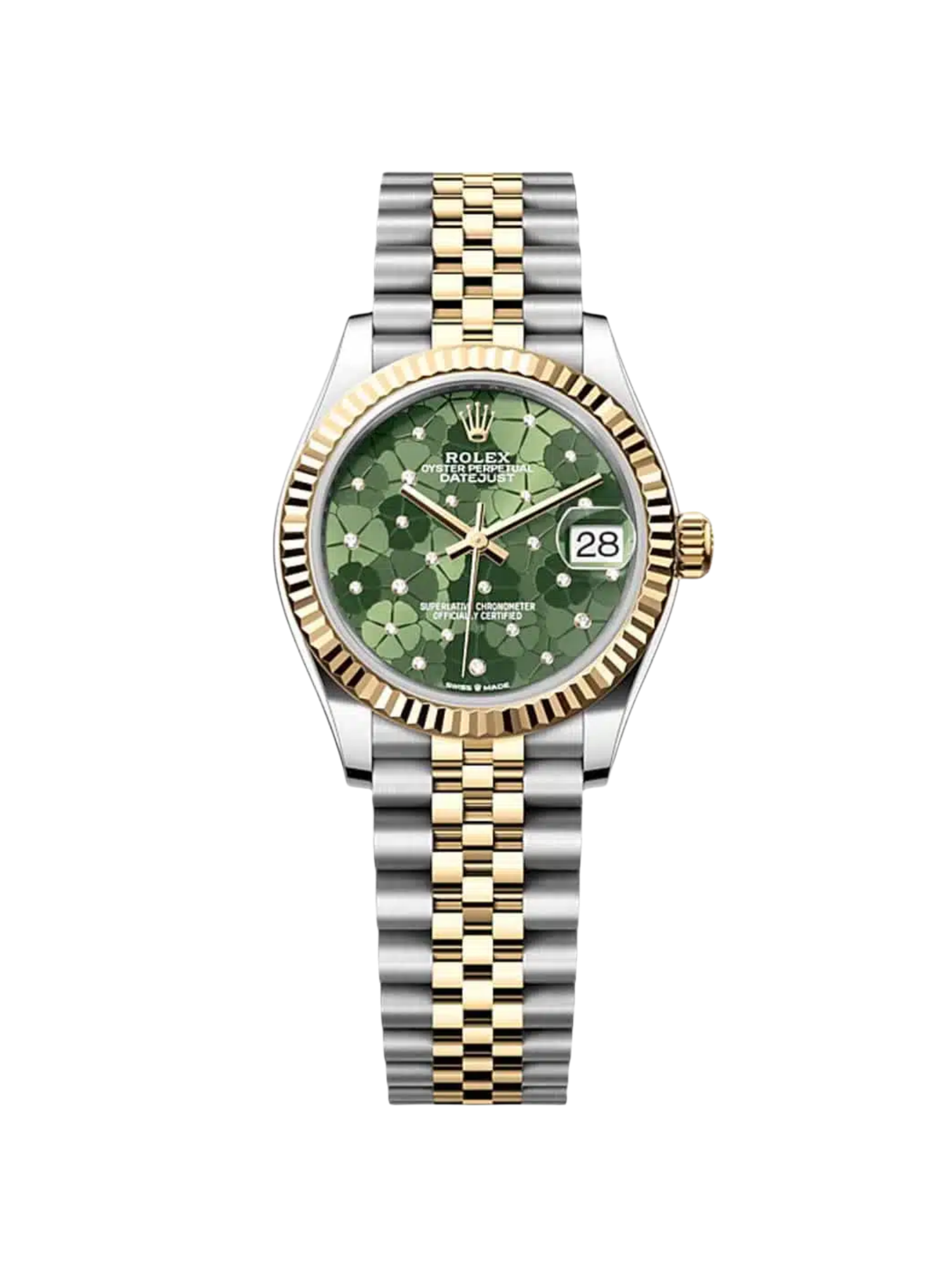 Rolex Datejust m278273-0031/0032 31mm Olive Green Floral Motif Dial Stainless Steel and Yellow Gold Oyster Watch