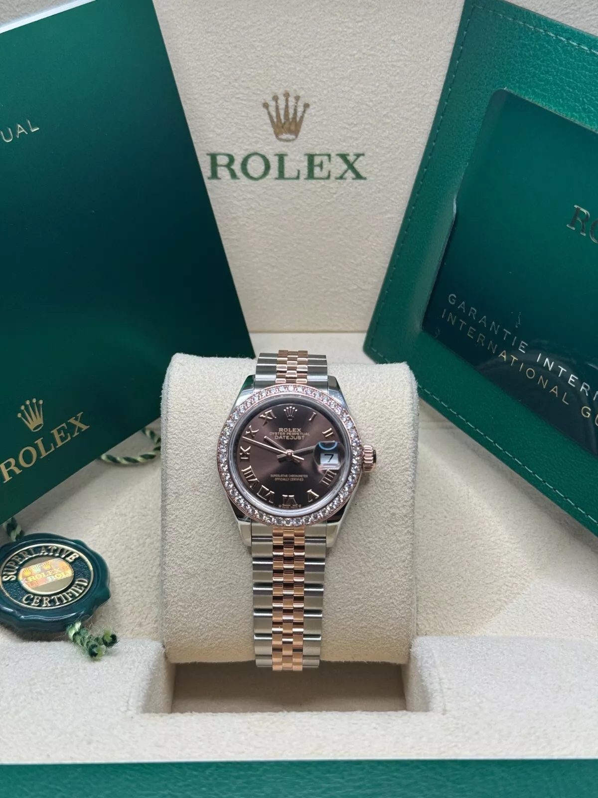 Rolex Lady-Datejust 28mm 279381RBR Chocolate Roman Dial Oyster Bracelet