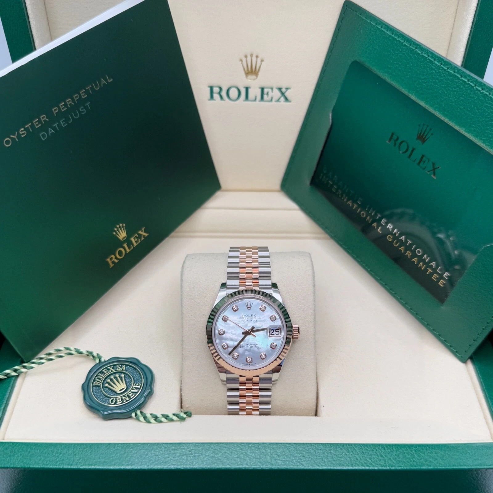 Rolex Lady-Datejust 28mm 279171 White Mother Of Pearl Diamond Oyster Stainless Steel and Rose Gold