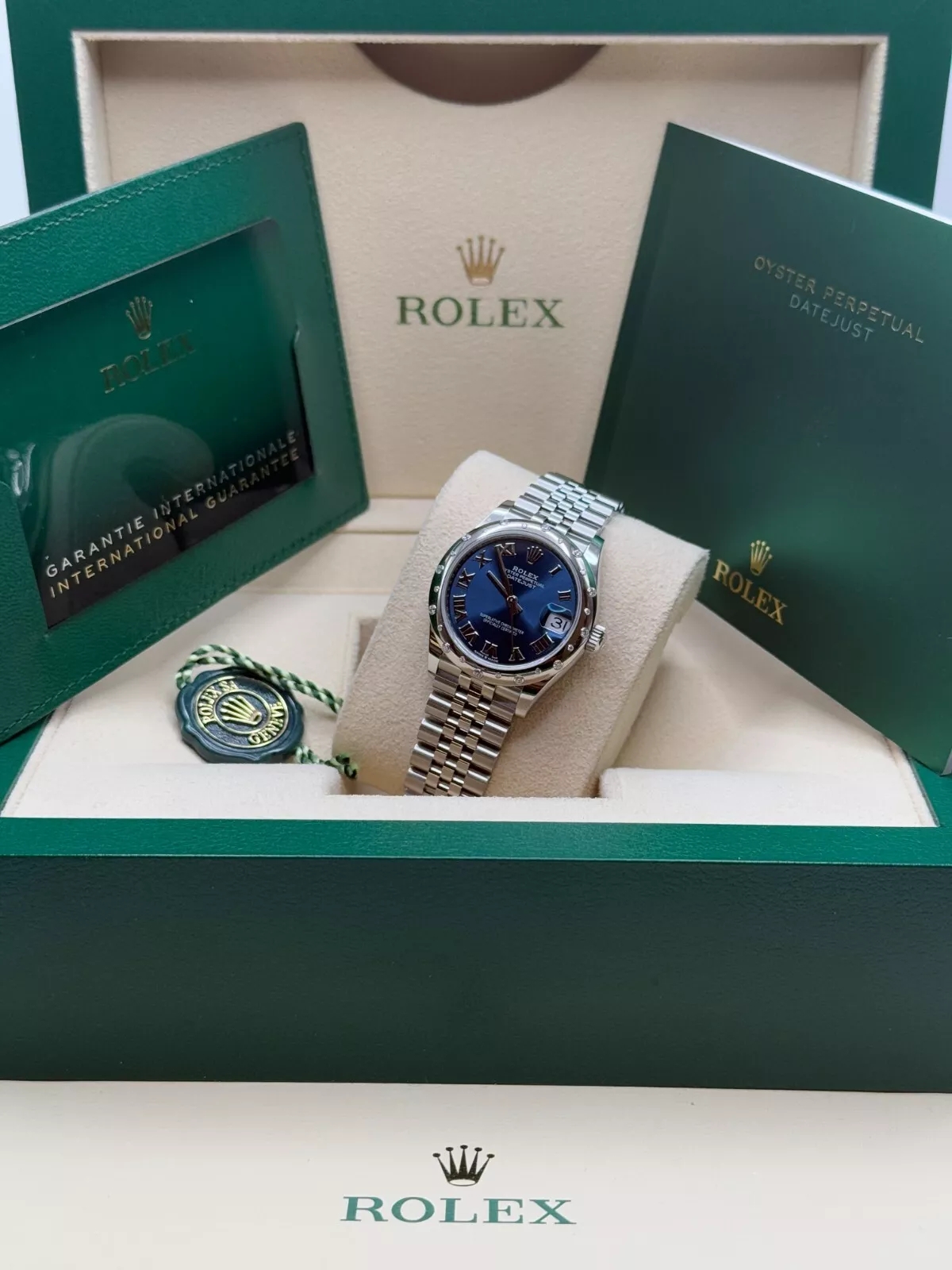Rolex Datejust m278344-0035/0036 Bright Blue Dial 31mm Domed Diamond Oyster Watch