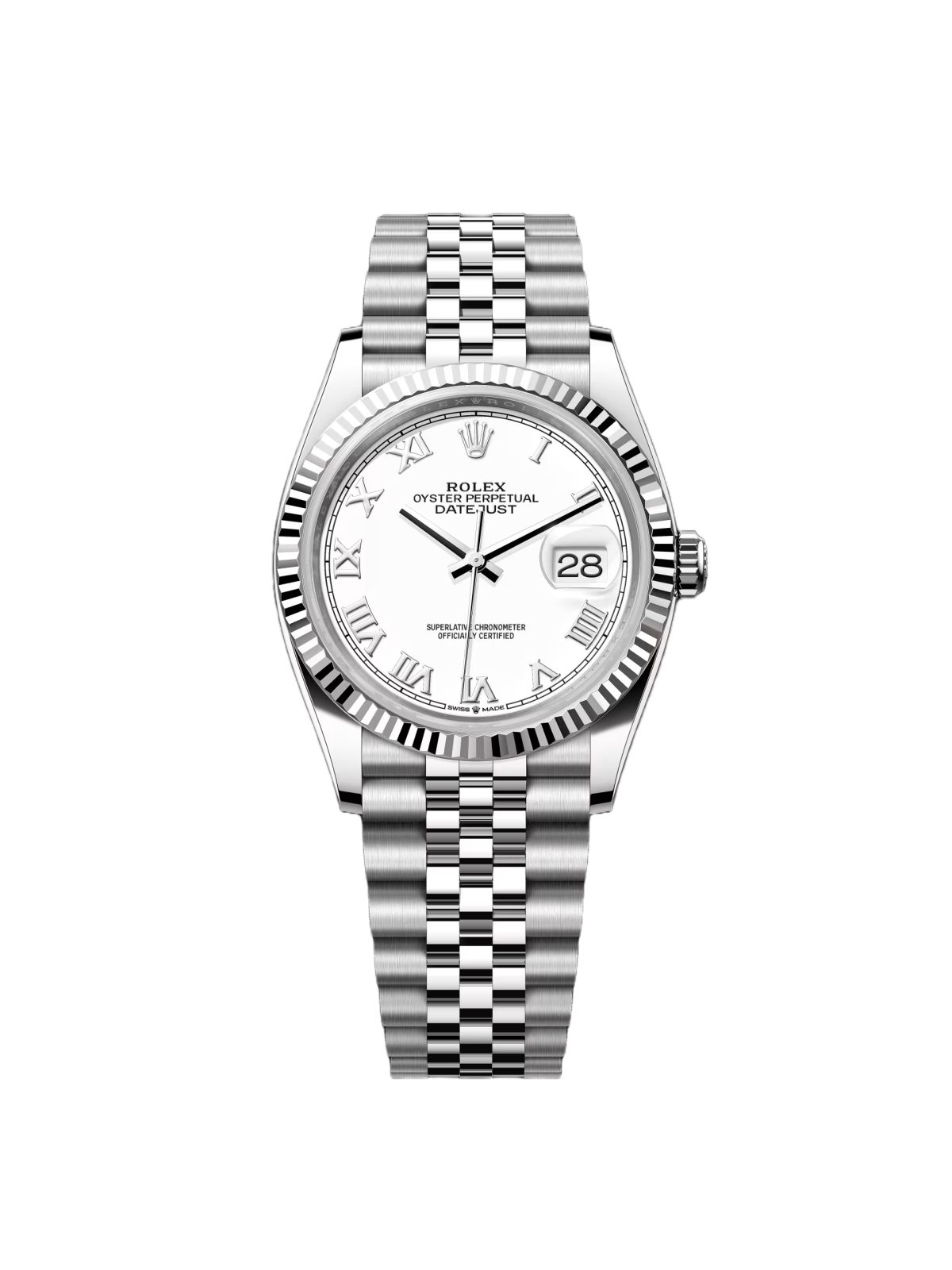 Rolex  Datejust 36mm 126234 White Roman Dial Oyster Stainless Steel Mens