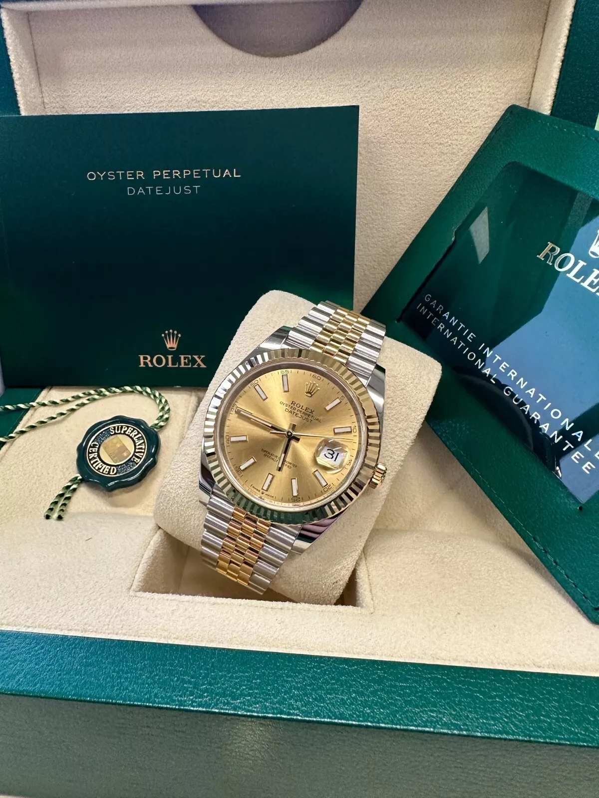 Rolex  Datejust 41mm 126333 Champagne Index Jubilee Steel and Yellow Gold Mens Watch