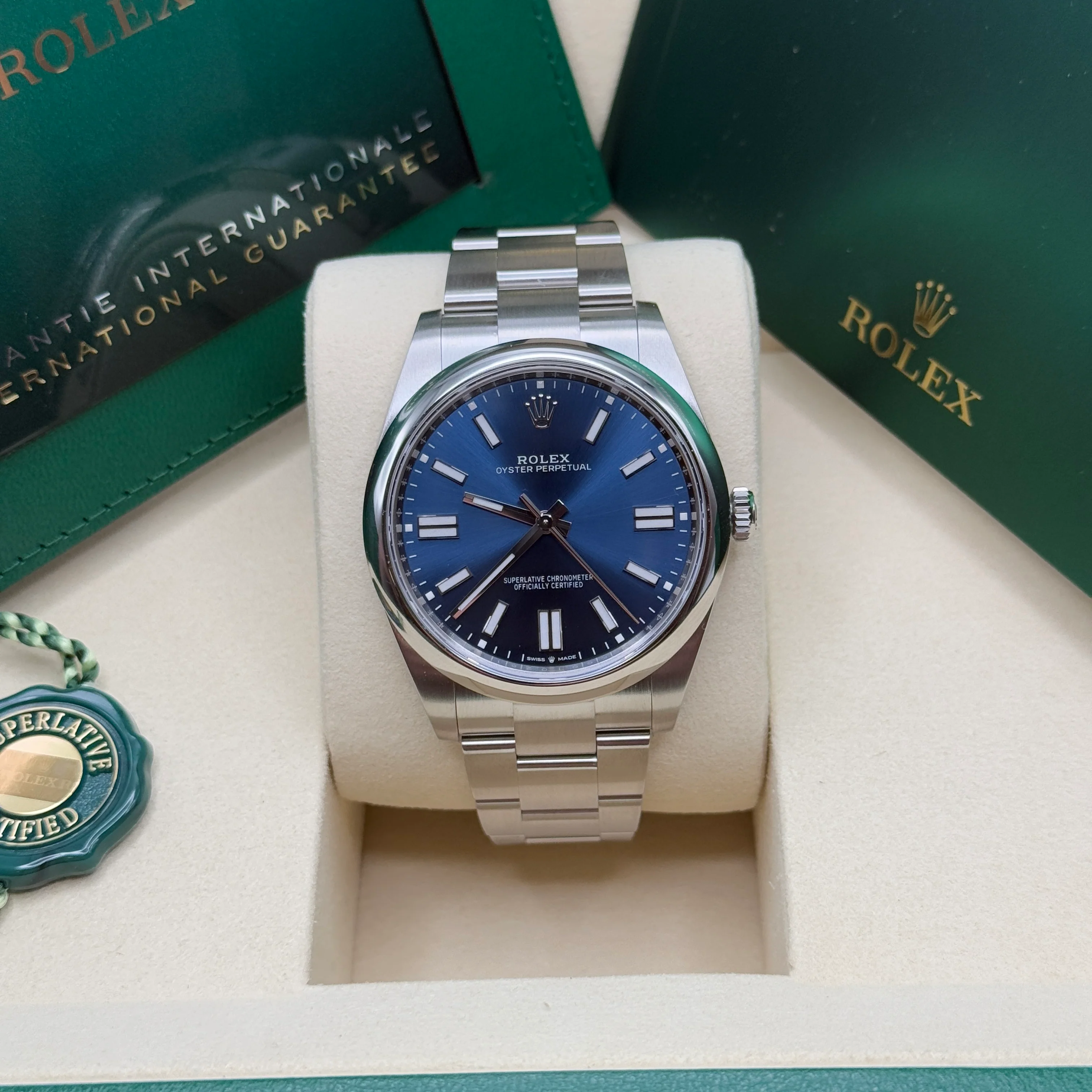 Rolex Oyster Perpetual 41mm 124300-0003 Oyster Perpetual Stainless Steel Blue Index Dial Watch