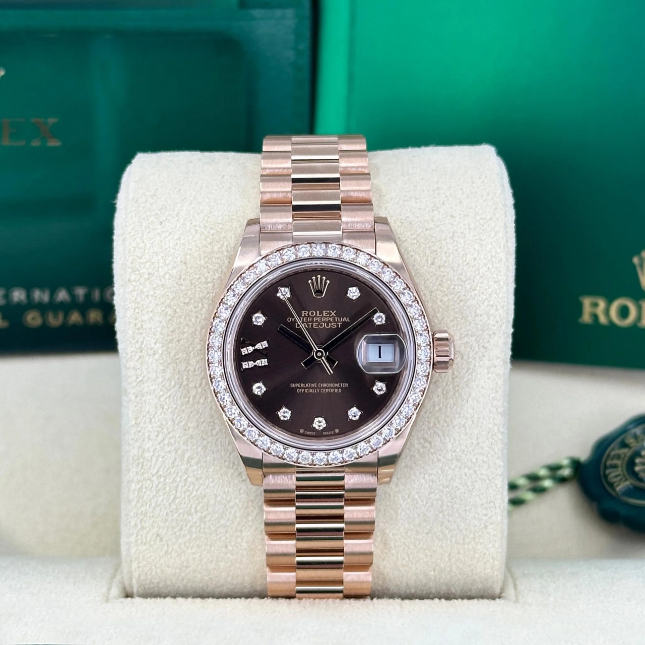 Rolex  Lady-Datejust 28mm 279135RBR Chocolate Diamond Dial Jubilee Bracelet